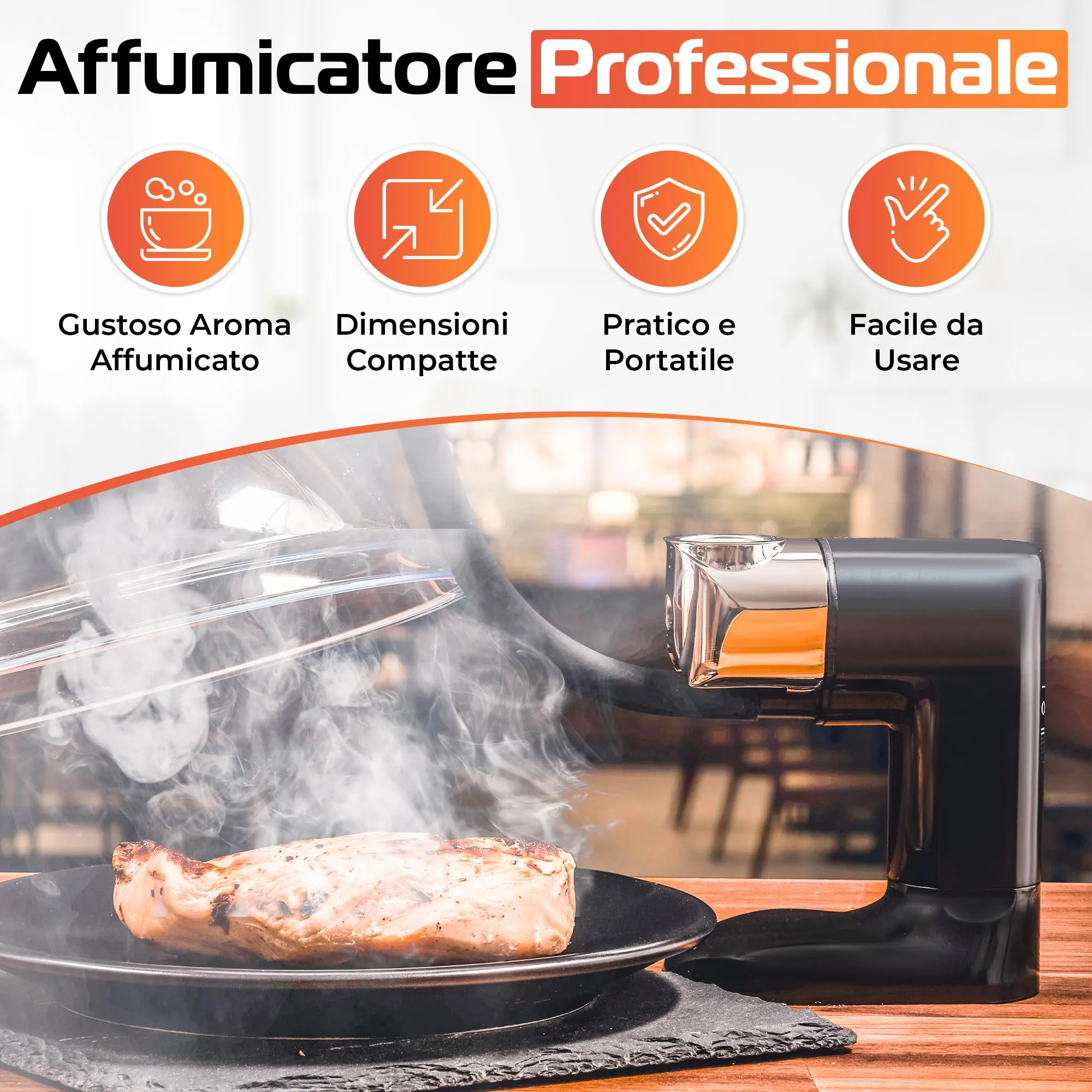 BWAY Affumicatore da Cucina Professionale a Freddo Smoking Gun con 3 Aromi di Trucioli e eBook 20 Ricette - immagine 4