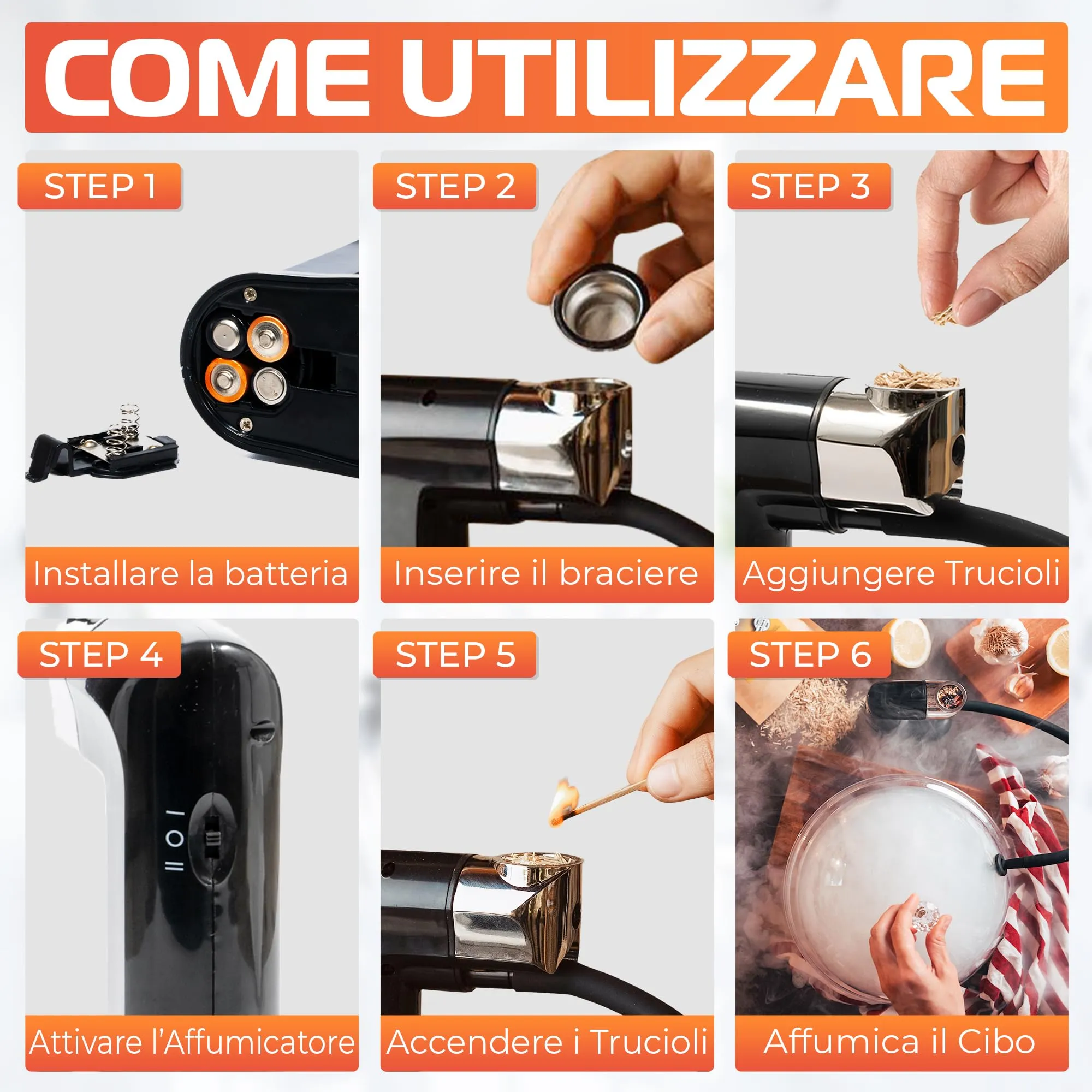 BWAY Affumicatore da Cucina Professionale a Freddo Smoking Gun con 3 Aromi di Trucioli e eBook 20 Ricette - immagine 5