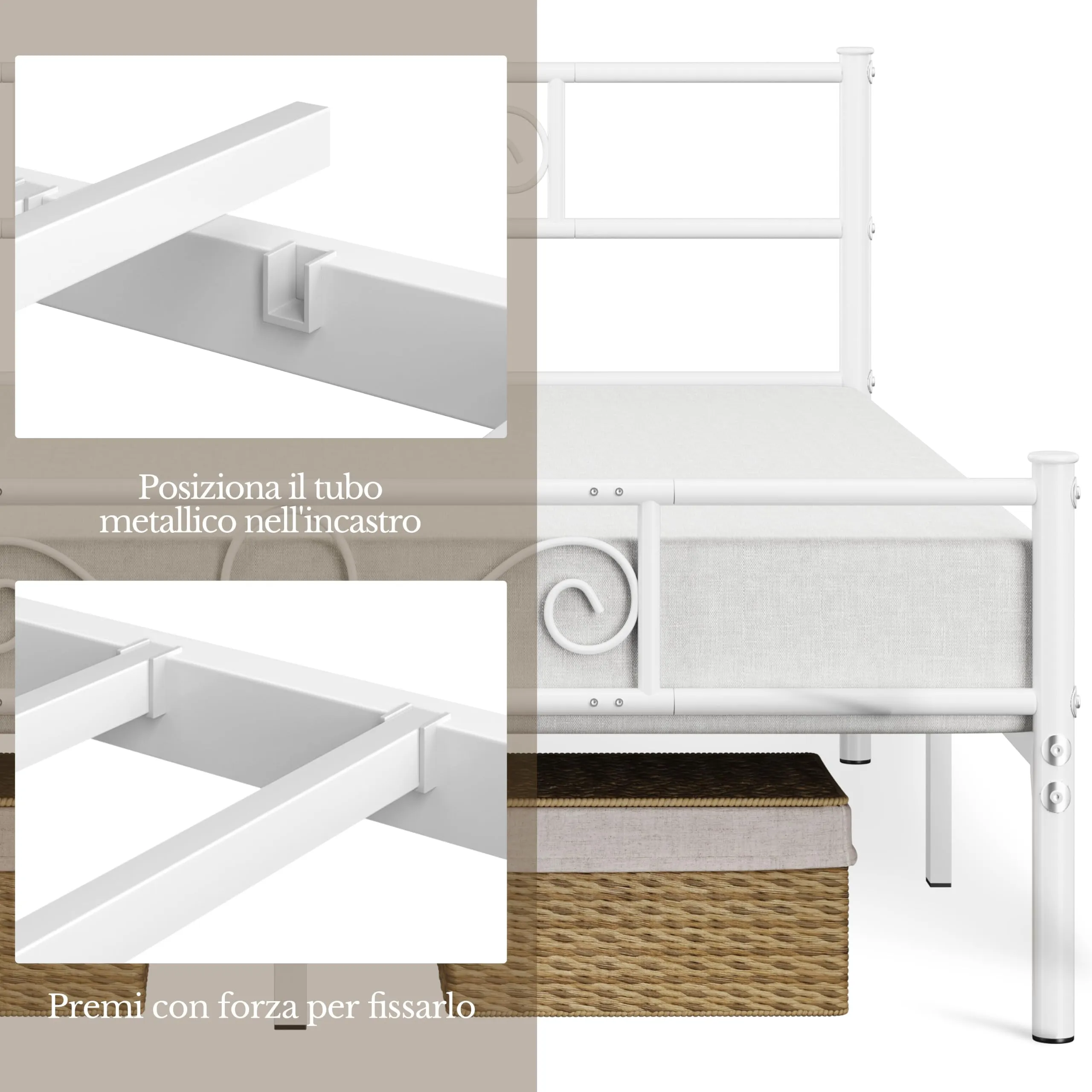 Yaheetech Struttura Letto Matrimoniale in Ferro 160 x 200 cm - immagine 4