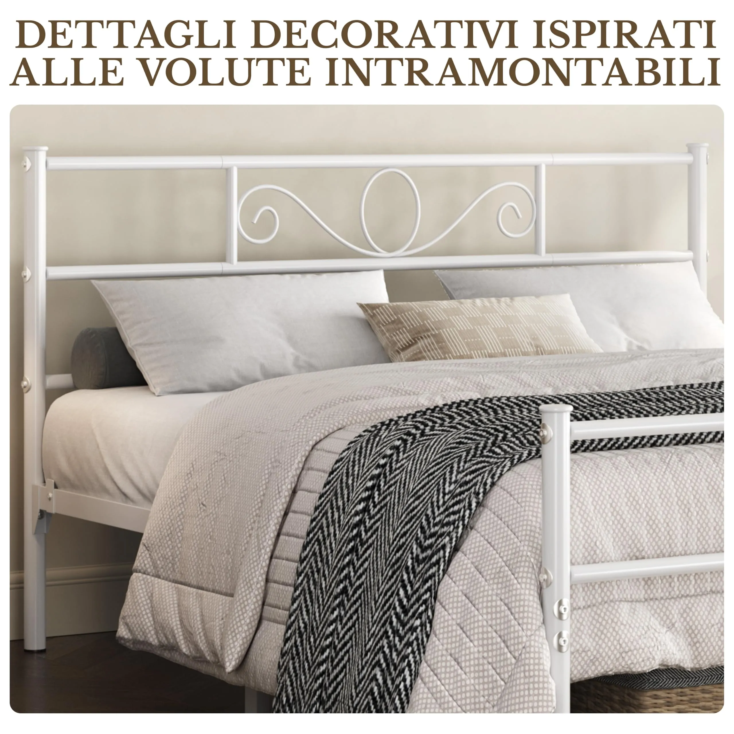 Yaheetech Struttura Letto Matrimoniale in Ferro 160 x 200 cm - immagine 5