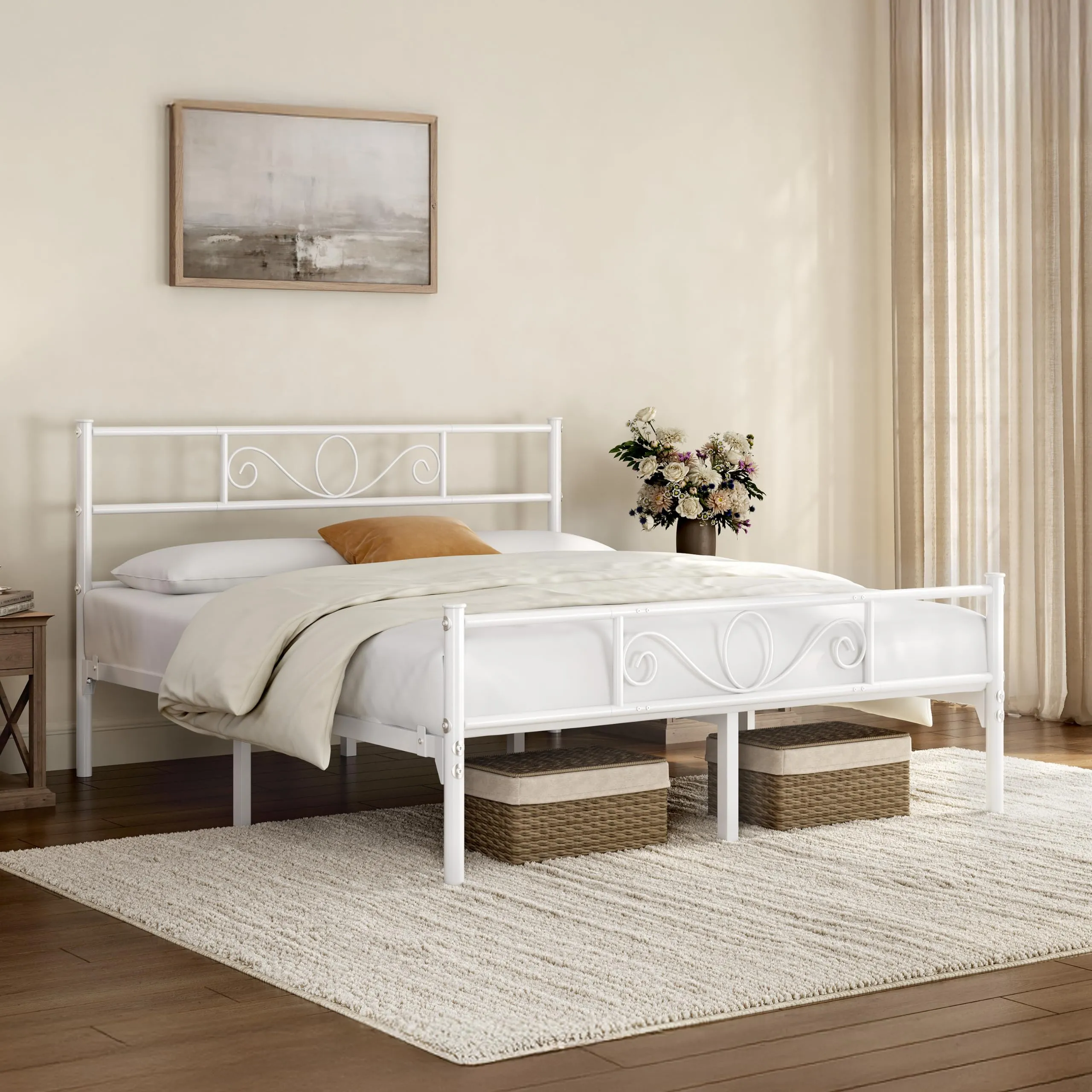 Yaheetech Struttura Letto Matrimoniale in Ferro 160 x 200 cm - immagine 7