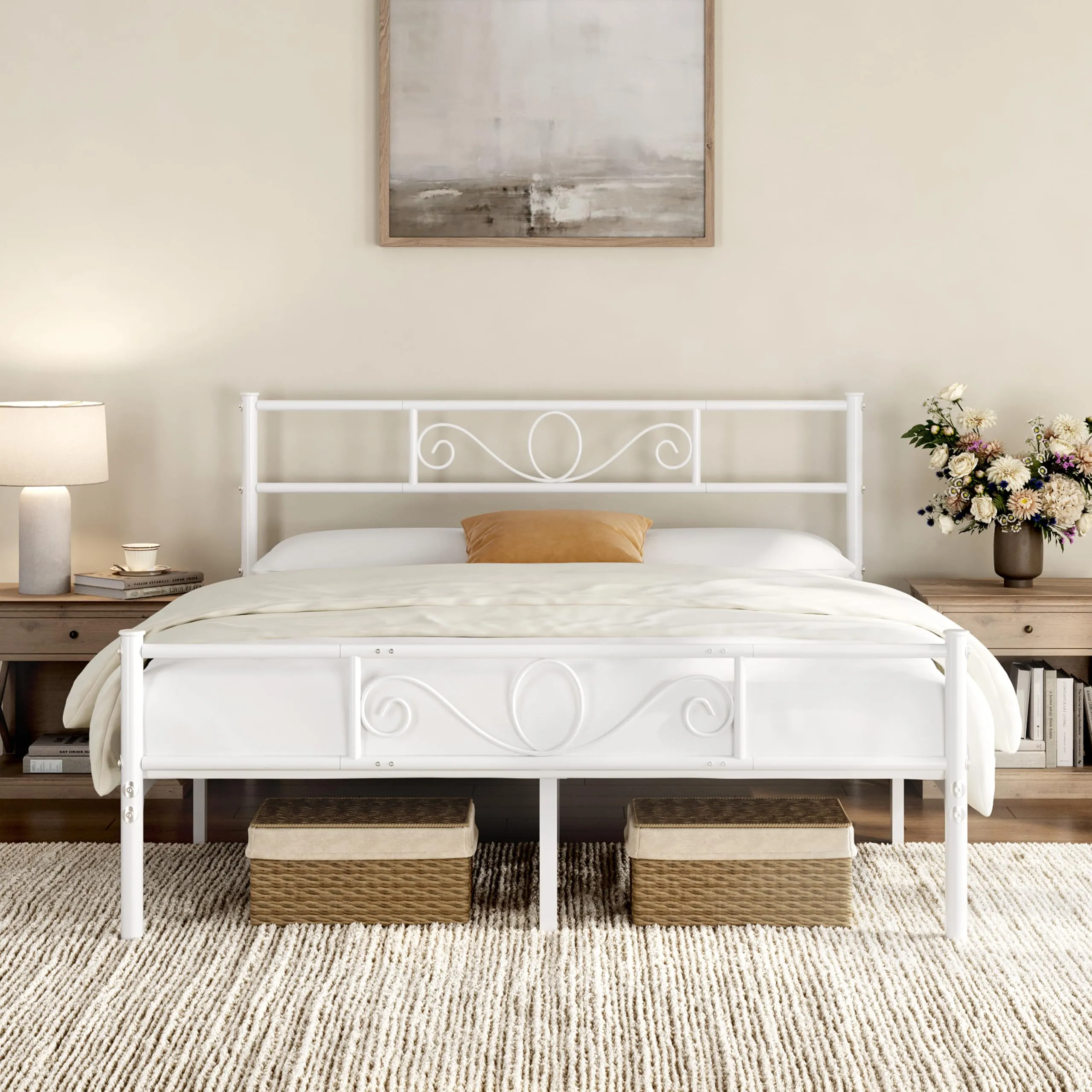 Yaheetech Struttura Letto Matrimoniale in Ferro 160 x 200 cm - immagine 8