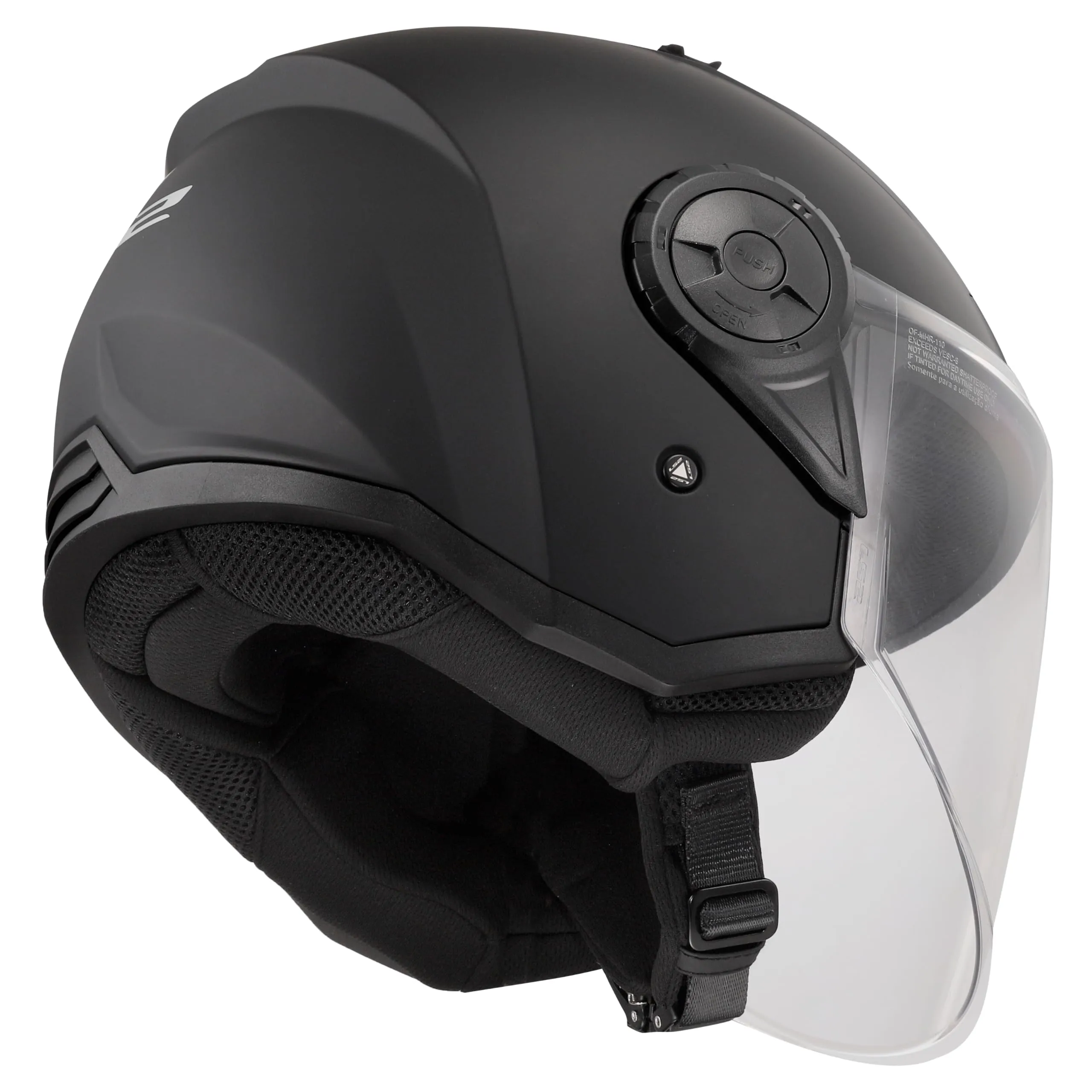 LS2 Airflow II Solid Jet Motorcycle Helmet, Matt Black, M - immagine 5