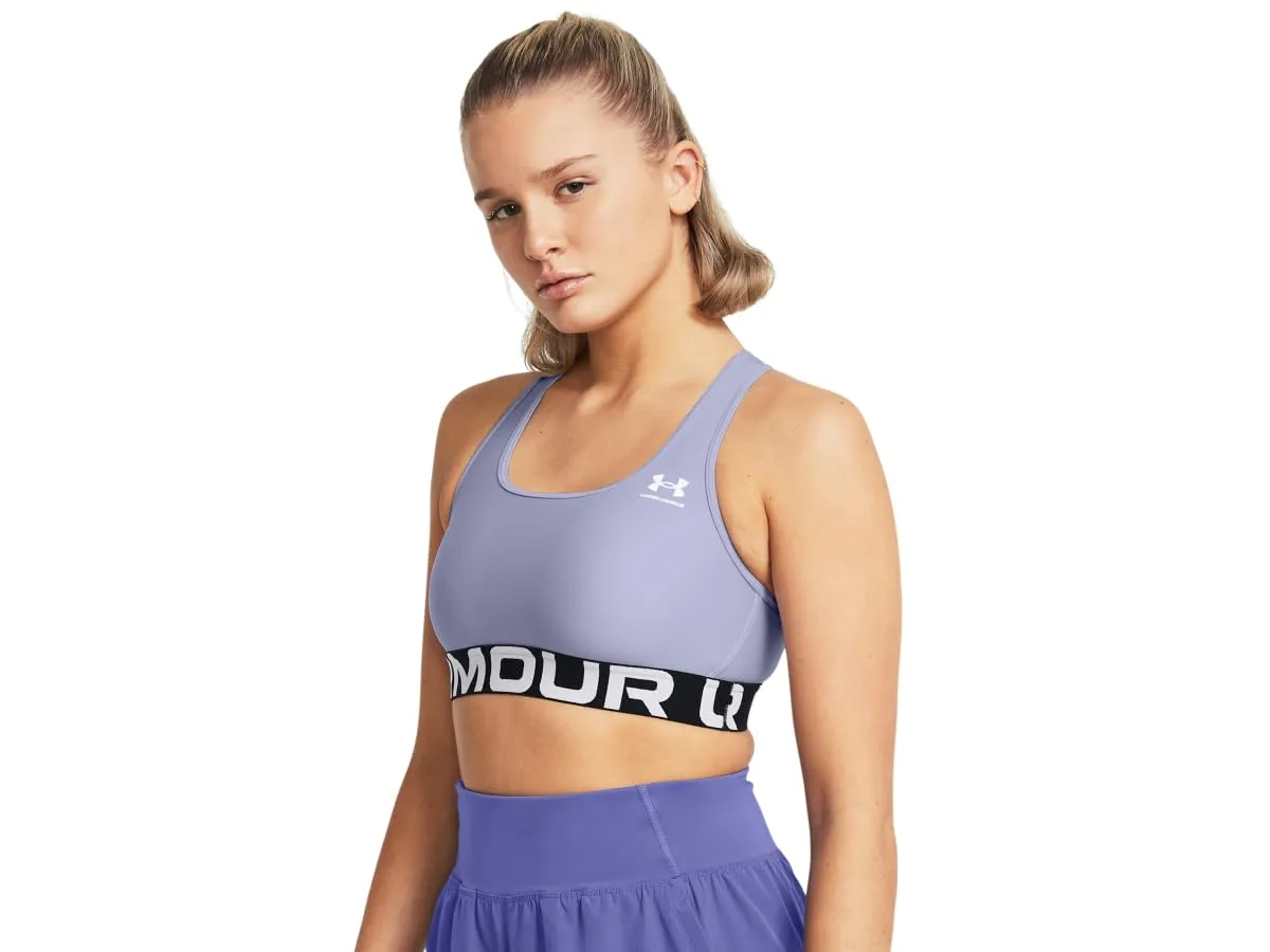 Under Armour Heatgear Authentics Mid Impact Sports Bra, Celeste/Bianco, XL - immagine 1