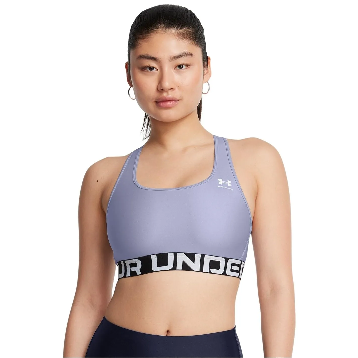 Under Armour Heatgear Authentics Mid Impact Sports Bra, Celeste/Bianco, XL - immagine 2