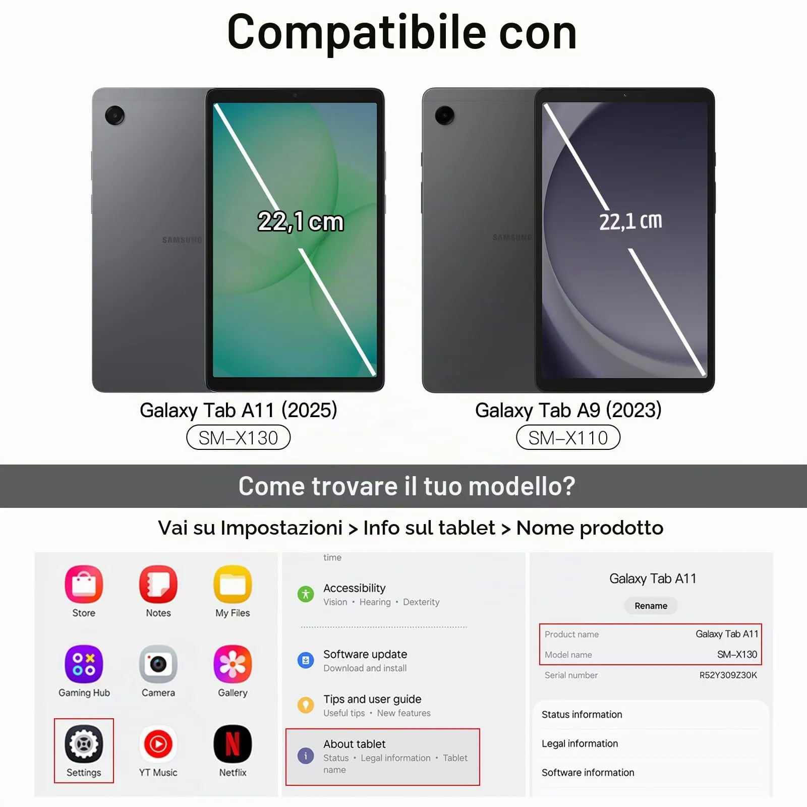 JETech Pellicola Protettiva in Vetro Temperato per Samsung Galaxy Tab A11/A9 8,7", 2 Pezzi - immagine 2