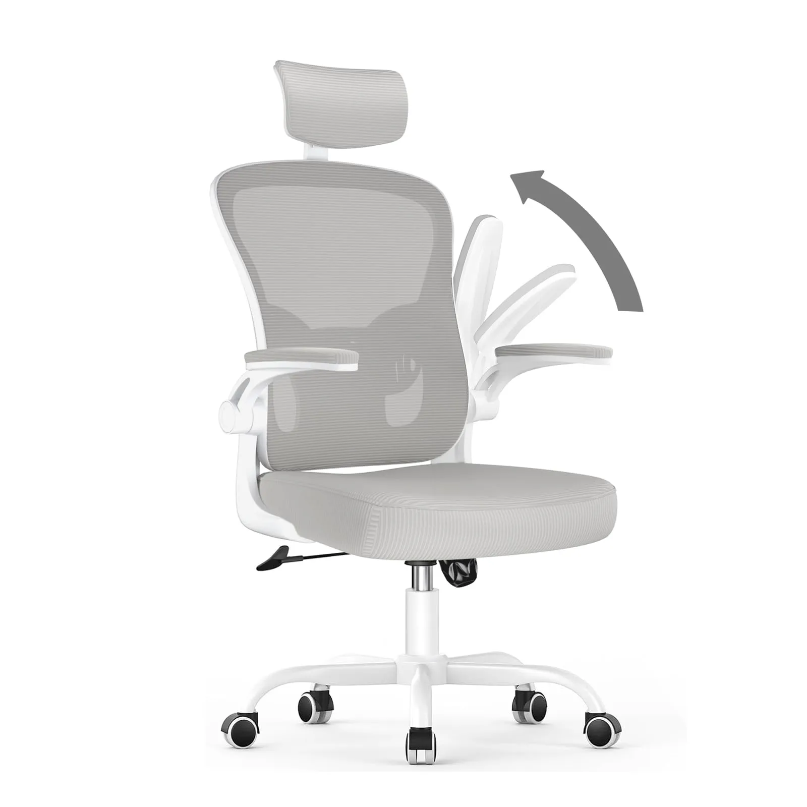 Rattantree Sedia da Ufficio Ergonomica con Poggiatesta Regolabile, Grigio - immagine 1