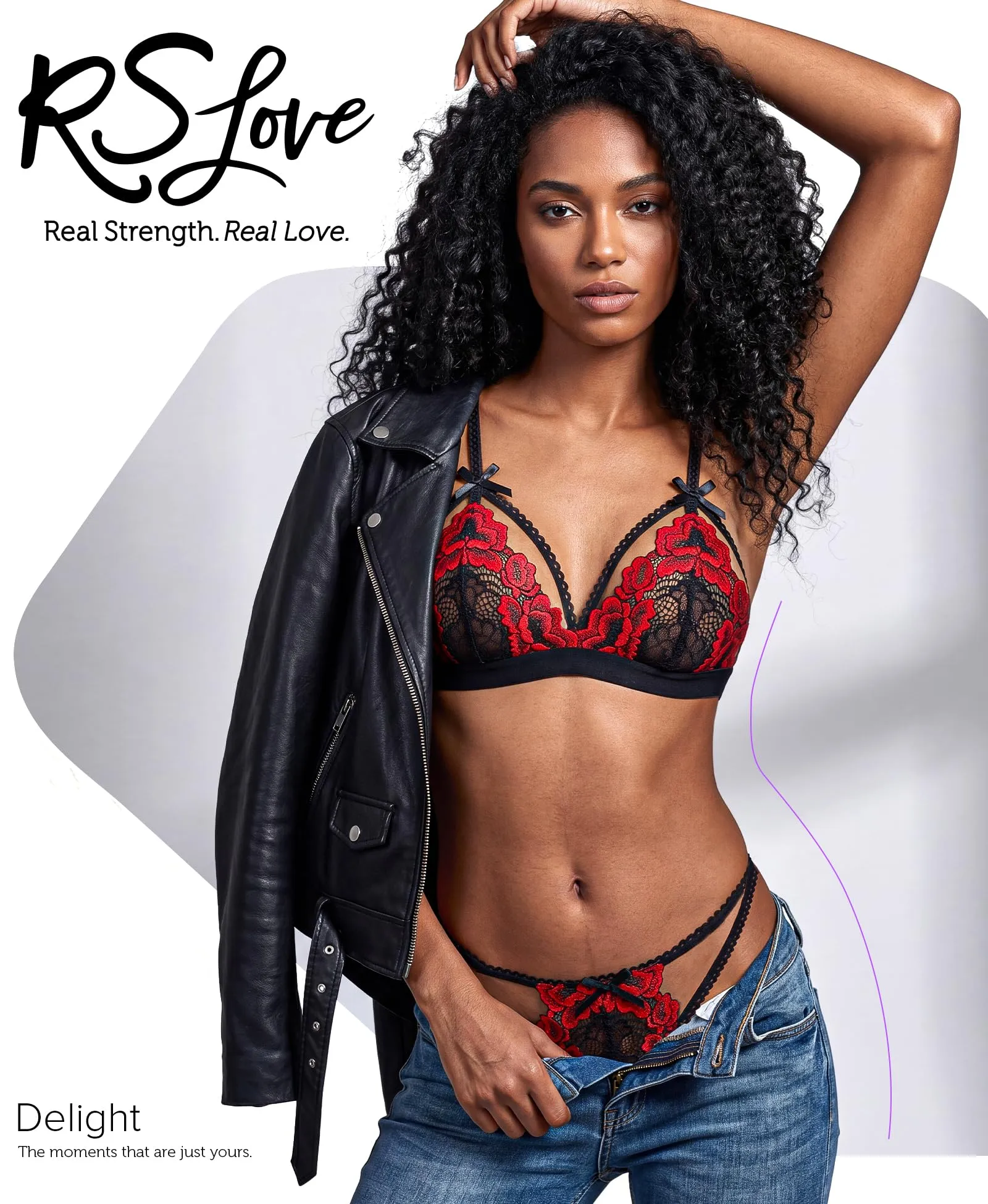 RSLOVE Set Intimo in Pizzo da Donna con Reggicalze e Body Teddy Babydoll, 3 Pezzi, Rosso Vino Nero, M - immagine 2