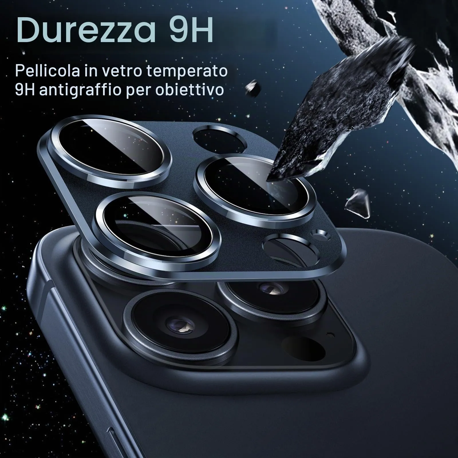 JETech Pellicola Protettiva Fotocamera per iPhone 15 Pro/15 Pro Max, Blu - immagine 4