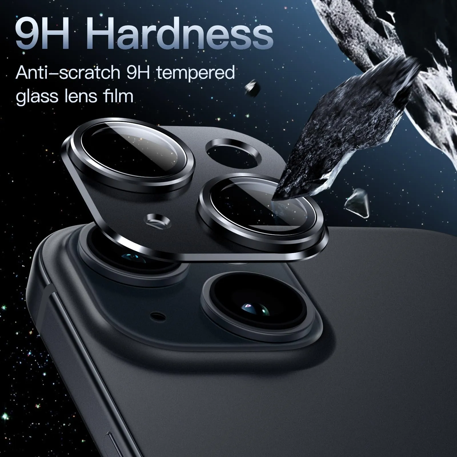 JETech Pellicola Protettiva Fotocamera per iPhone 15/15 Plus, Mezzanotte - immagine 4