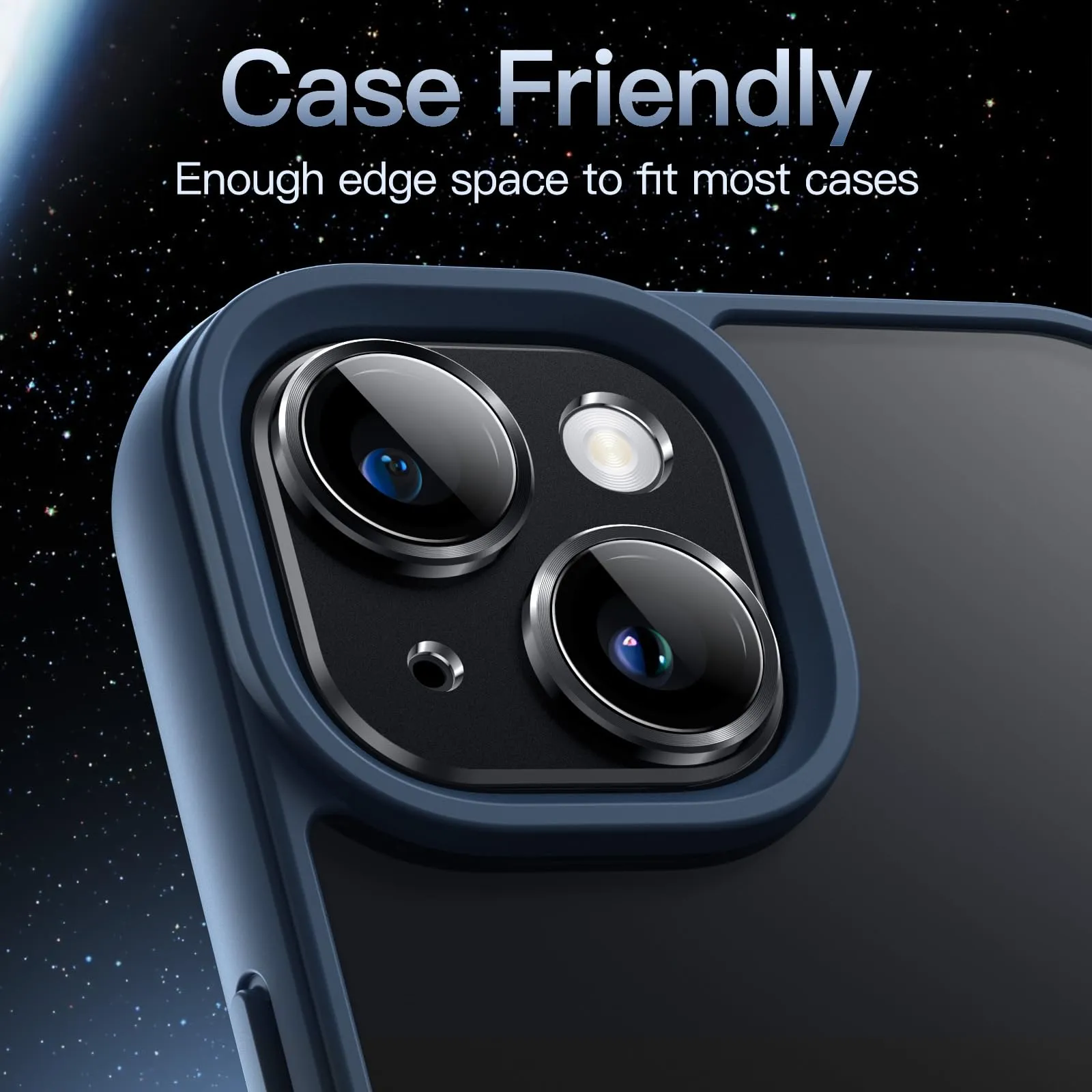 JETech Pellicola Protettiva Fotocamera per iPhone 15/15 Plus, Mezzanotte - immagine 7