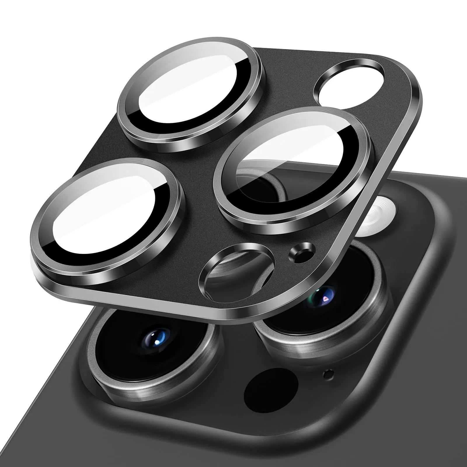 JETech Pellicola Protettiva Fotocamera per iPhone 15 Pro/15 Pro Max, Nero Siderale - immagine 1