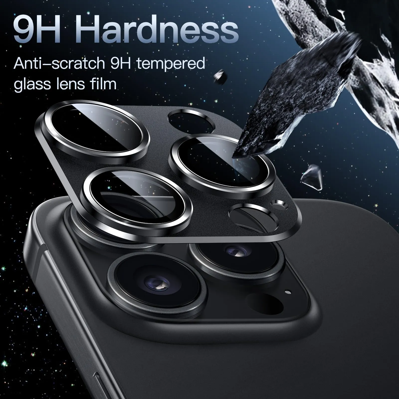 JETech Pellicola Protettiva Fotocamera per iPhone 15 Pro/15 Pro Max, Nero Siderale - immagine 4