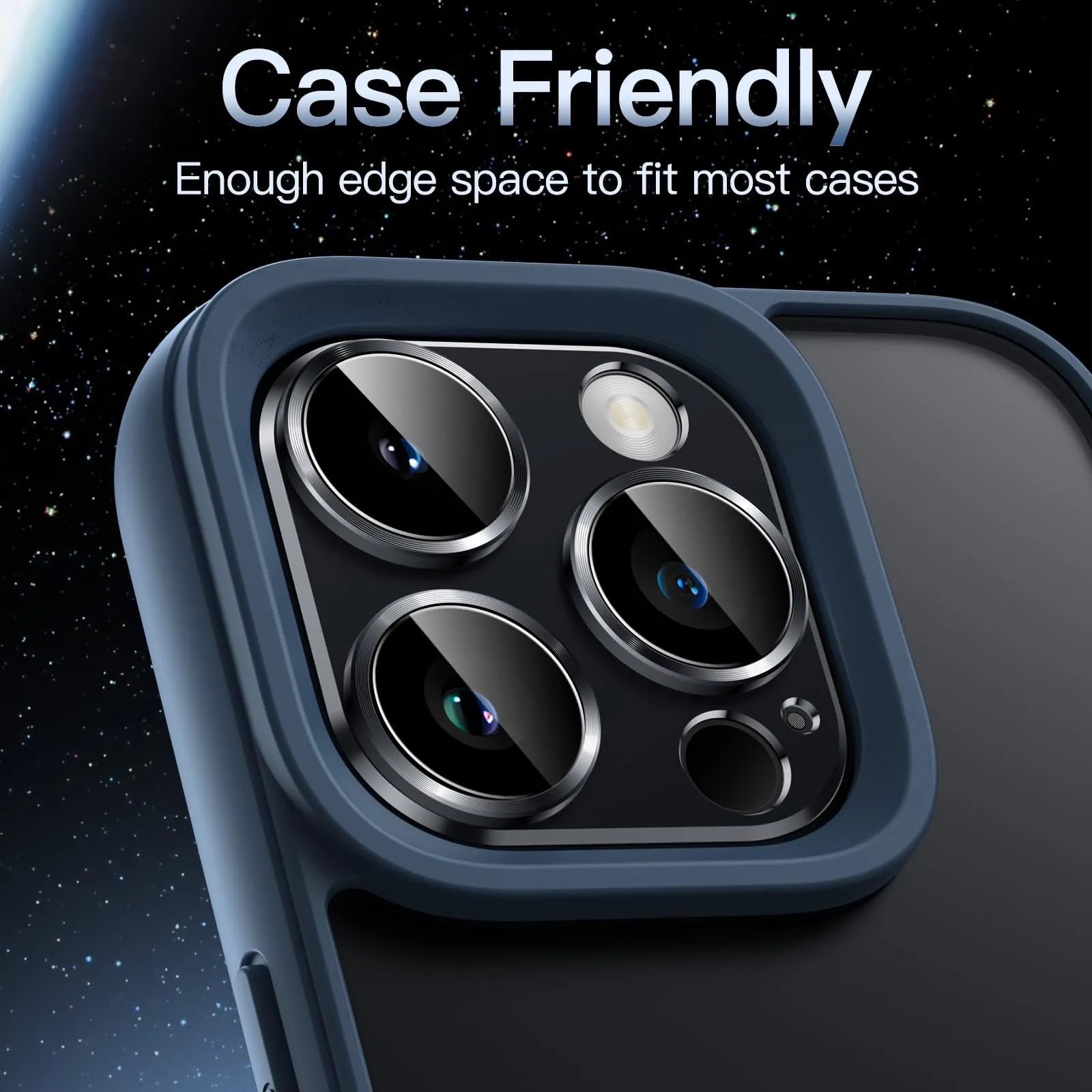 JETech Pellicola Protettiva Fotocamera per iPhone 15 Pro/15 Pro Max, Nero Siderale - immagine 7