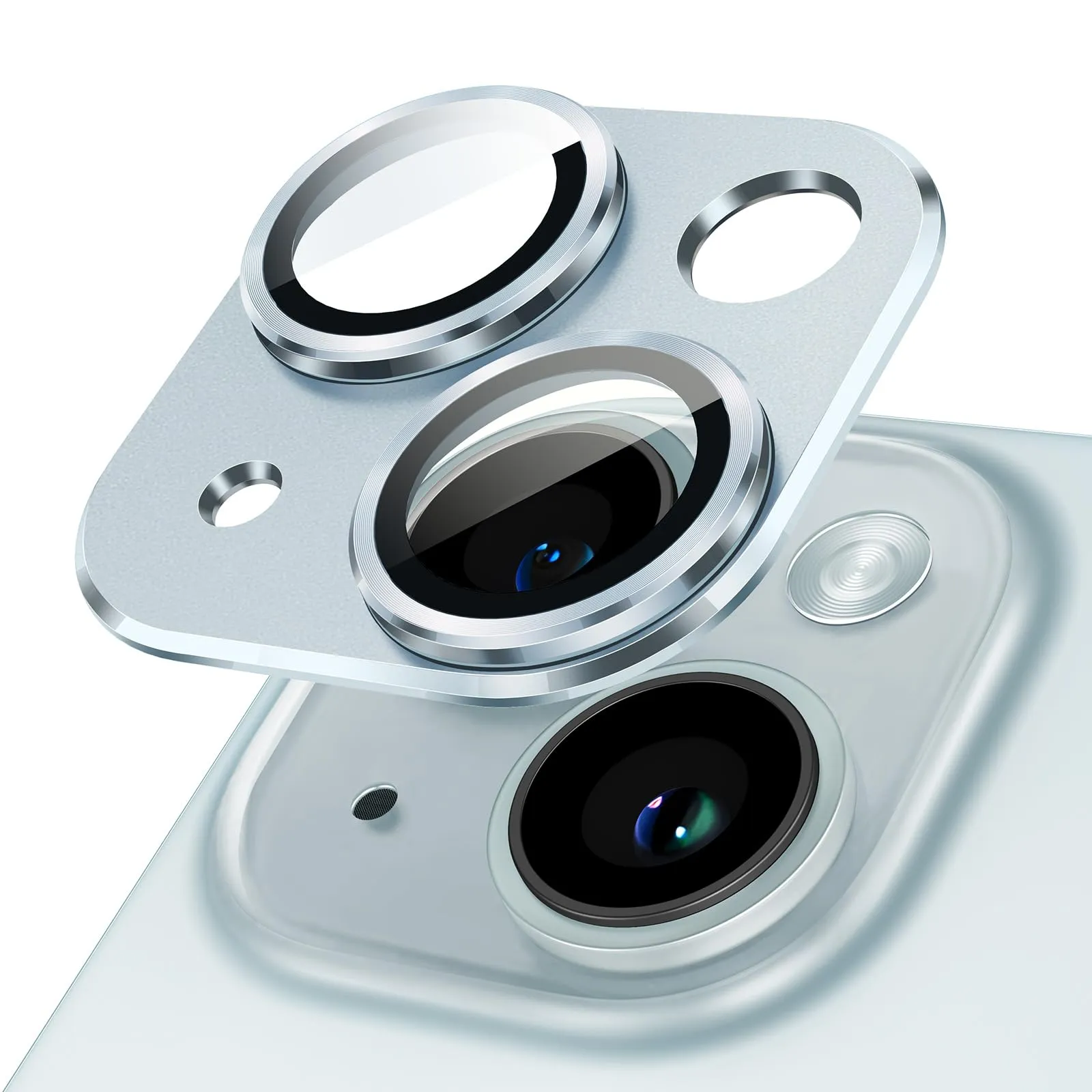 JETech Pellicola Protettiva Fotocamera per iPhone 15/15 Plus, Blu - immagine 1