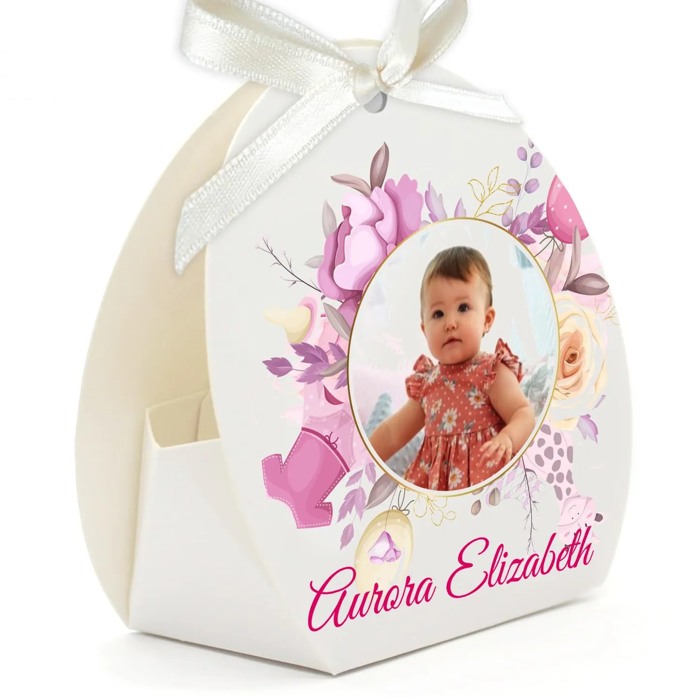Mr Pubblicità - 30 Scatoline Portaconfetti con Nastrini Personalizzate (Foto Girl) - immagine 3