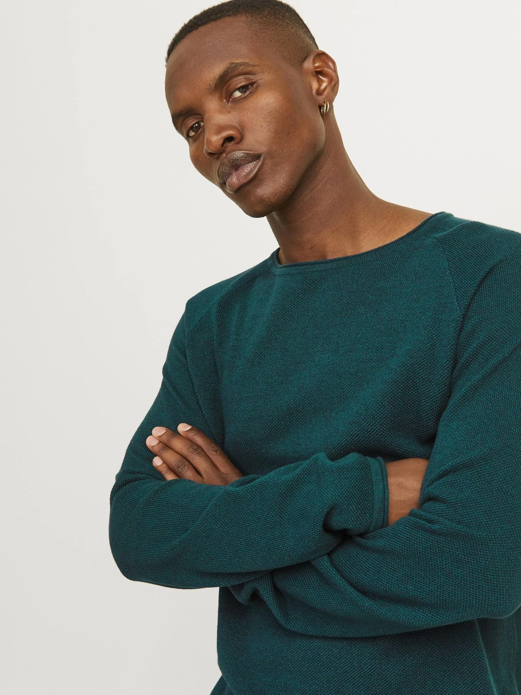 Jack & Jones JJEHILL Knit Crew Neck Noos Sweater - Deep Teal, M - immagine 7