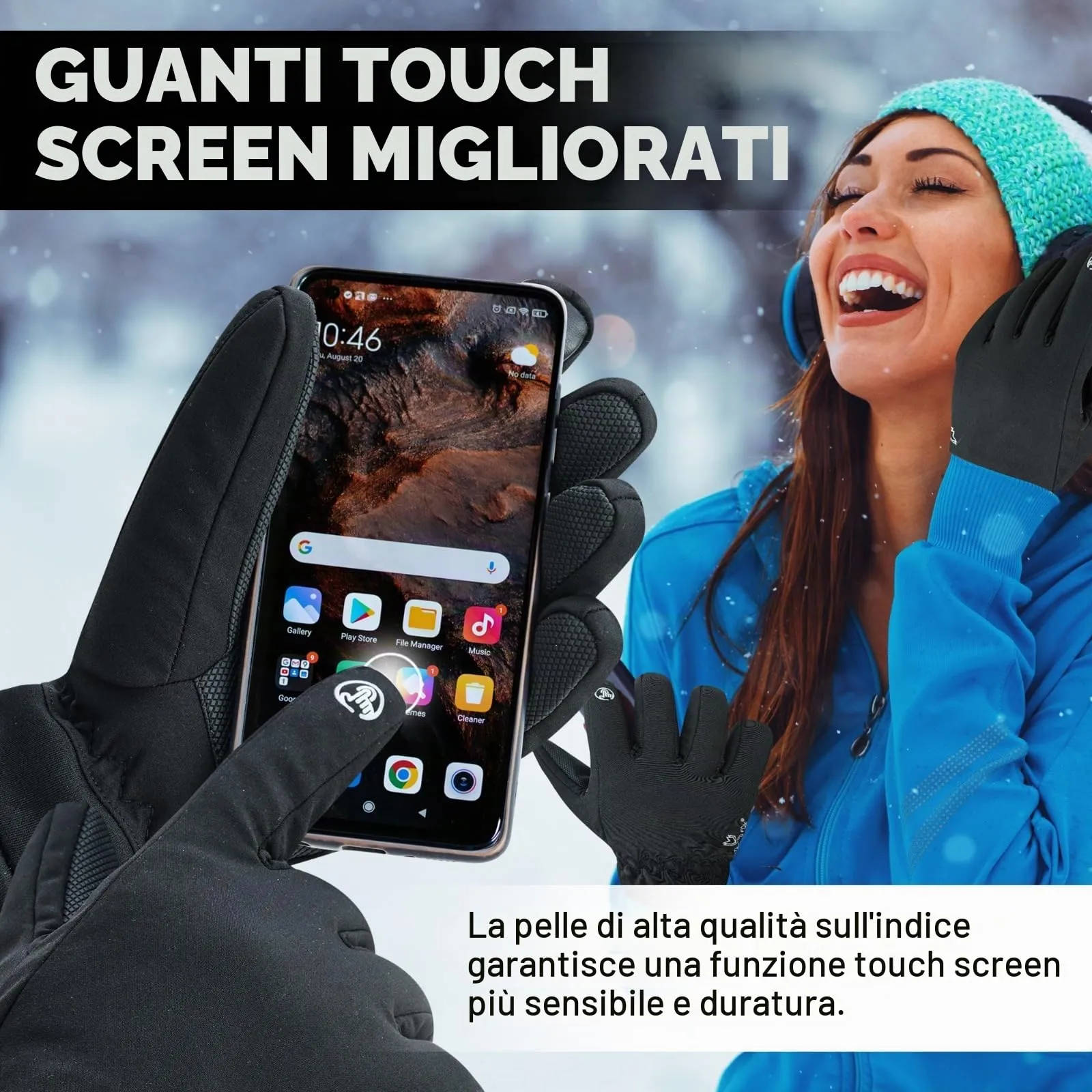 WESTWOOD FOX Guanti Invernali Impermeabili Touchscreen per Uomo e Donna, Antivento e Antiscivolo, Nero, Taglia L - immagine 4