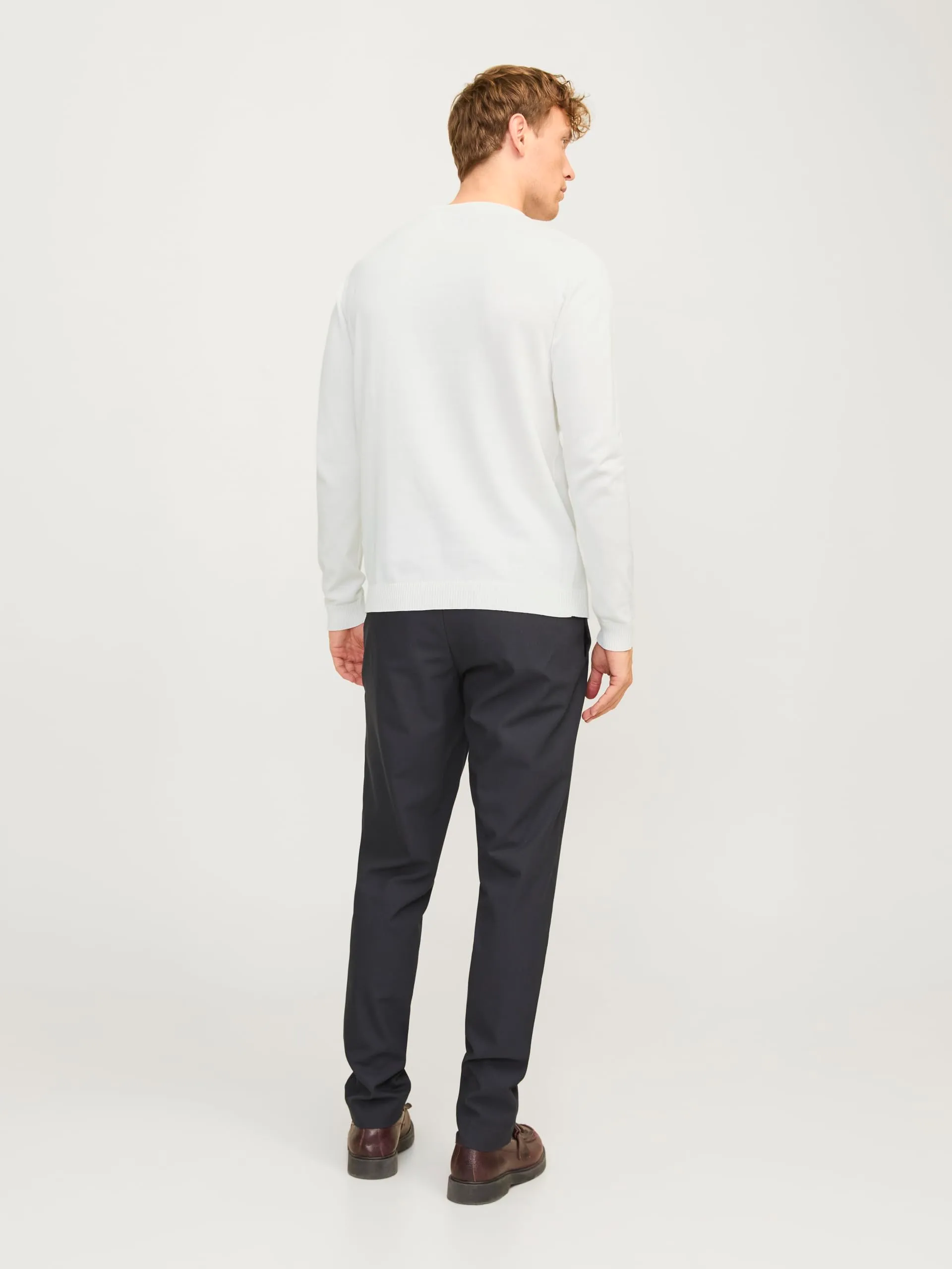 Jack & Jones Maglione da Uomo Scollo Rotondo Tinta Unita Cloud Dancer, S - immagine 3