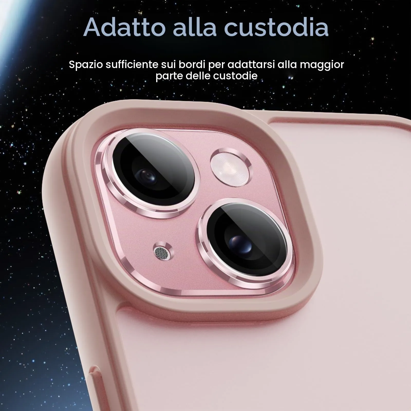 JETech Pellicola Protettiva Fotocamera per iPhone 15/15 Plus, Rosa - immagine 7