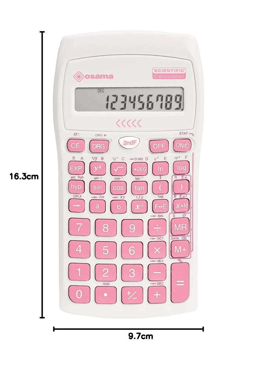 OSAMA Calcolatrice Scientifica 56 Funzioni, 10 Cifre Mantissa e 2 Esponente con Custodia Scorrevole, Rosa - immagine 5