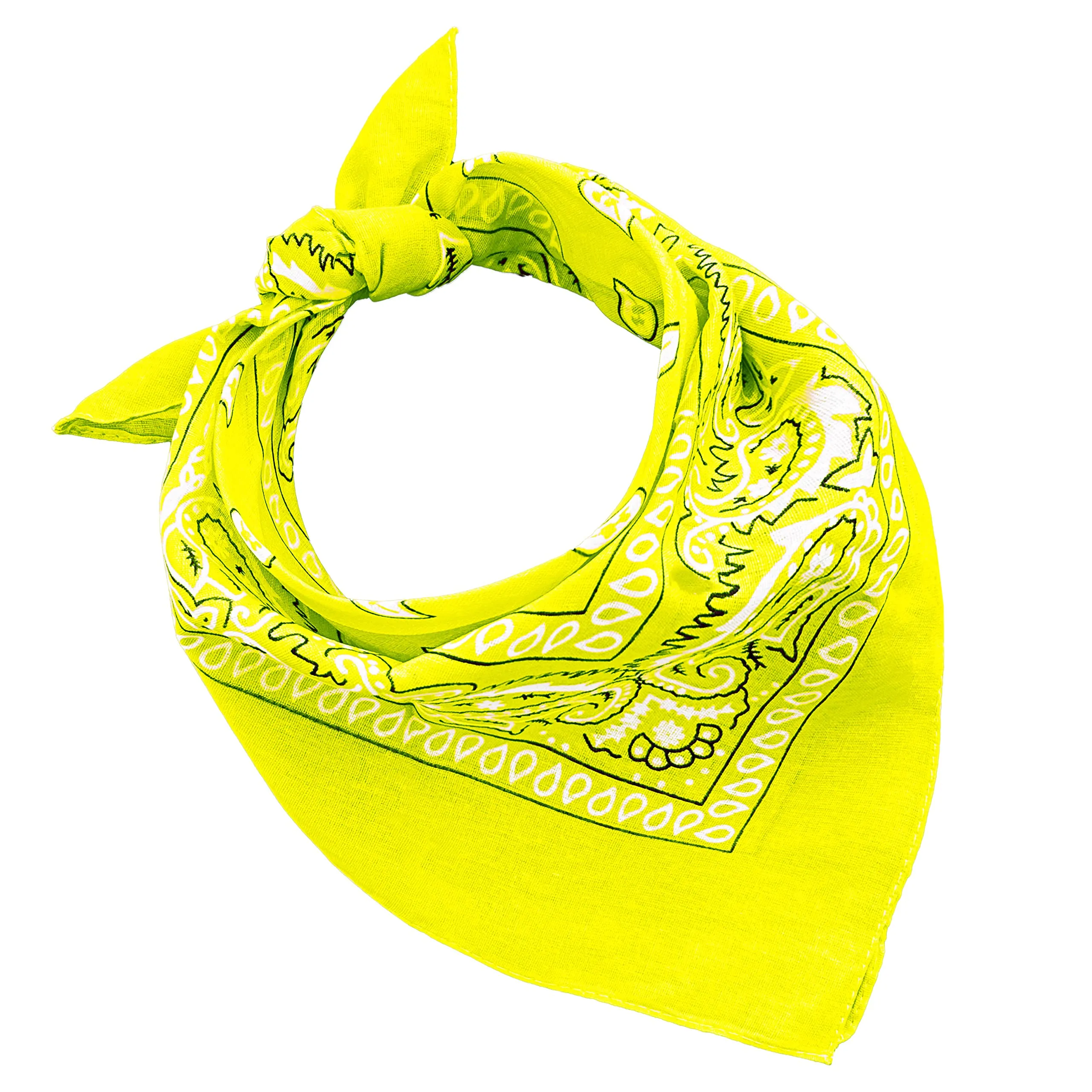 JOPHY & CO. Bandana 100% Cotone Paisley GialloFluo Set 5 pz COD. A644 - immagine 1
