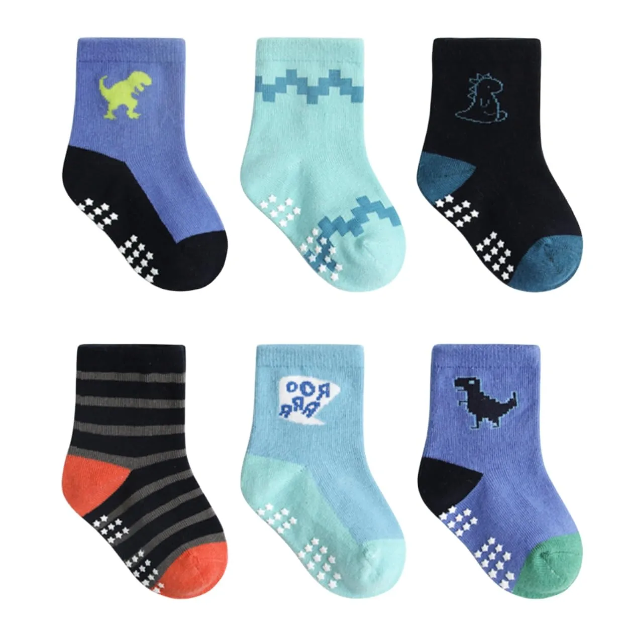 HaimoBurg Calze Antiscivolo in Cotone Traspirante per Bambini, 12 Paia, 1-5 Anni - immagine 6