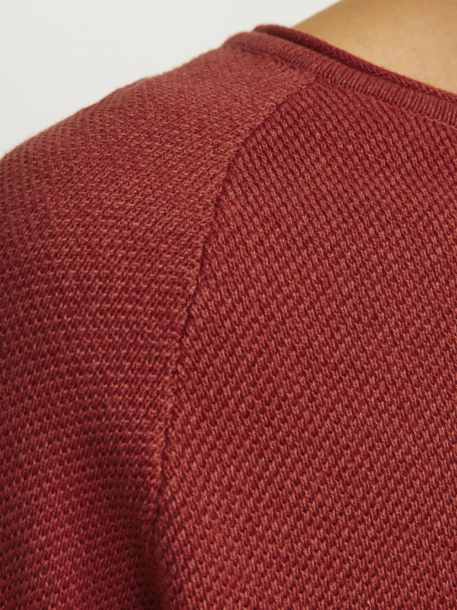 Jack & Jones JJEHILL Knit Crew Neck Noos Sweater - Red Ochre, S - immagine 5