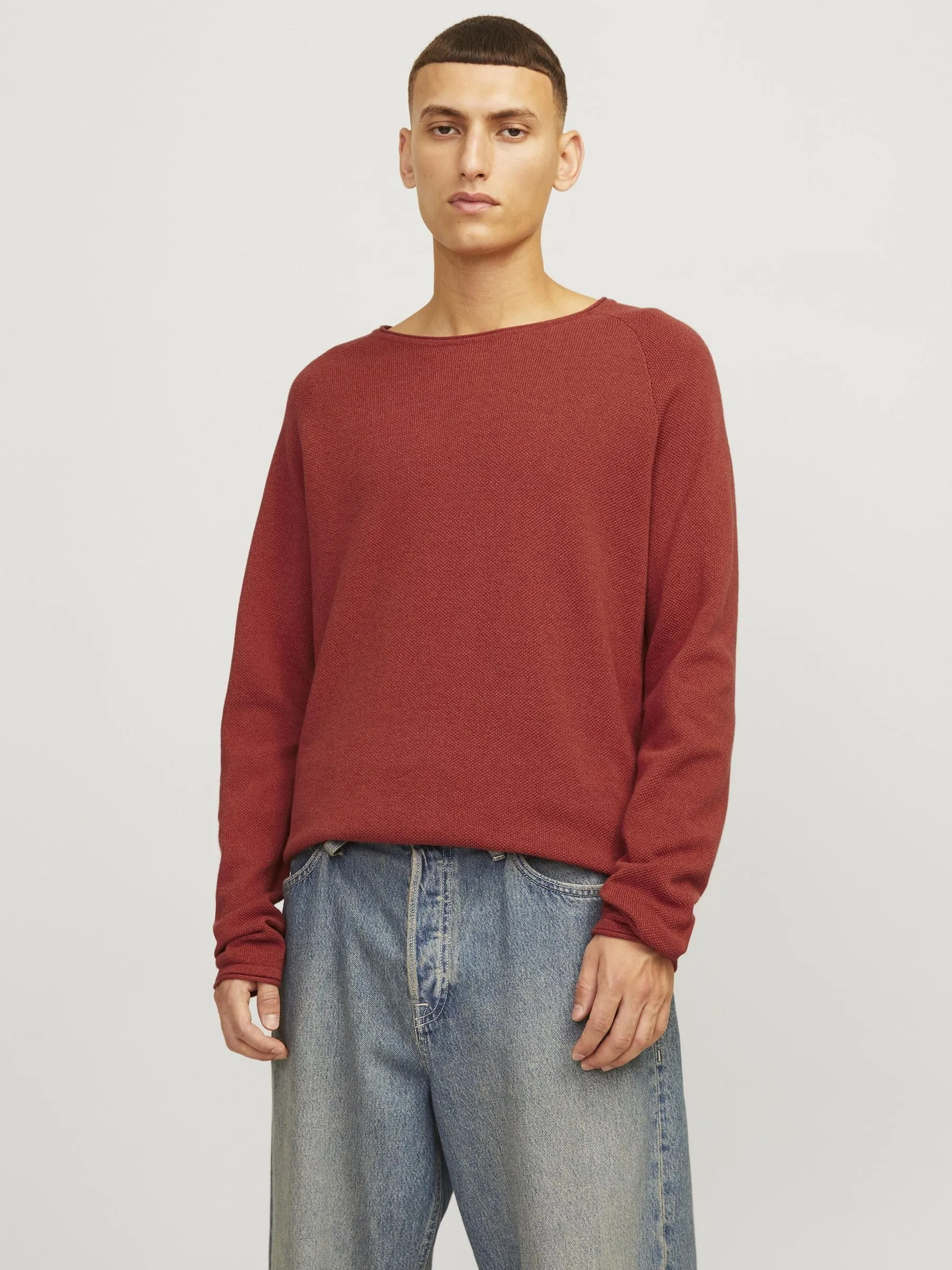 Jack & Jones JJEHILL Knit Crew Neck Noos Sweater, Red Ochre, XS - immagine 2