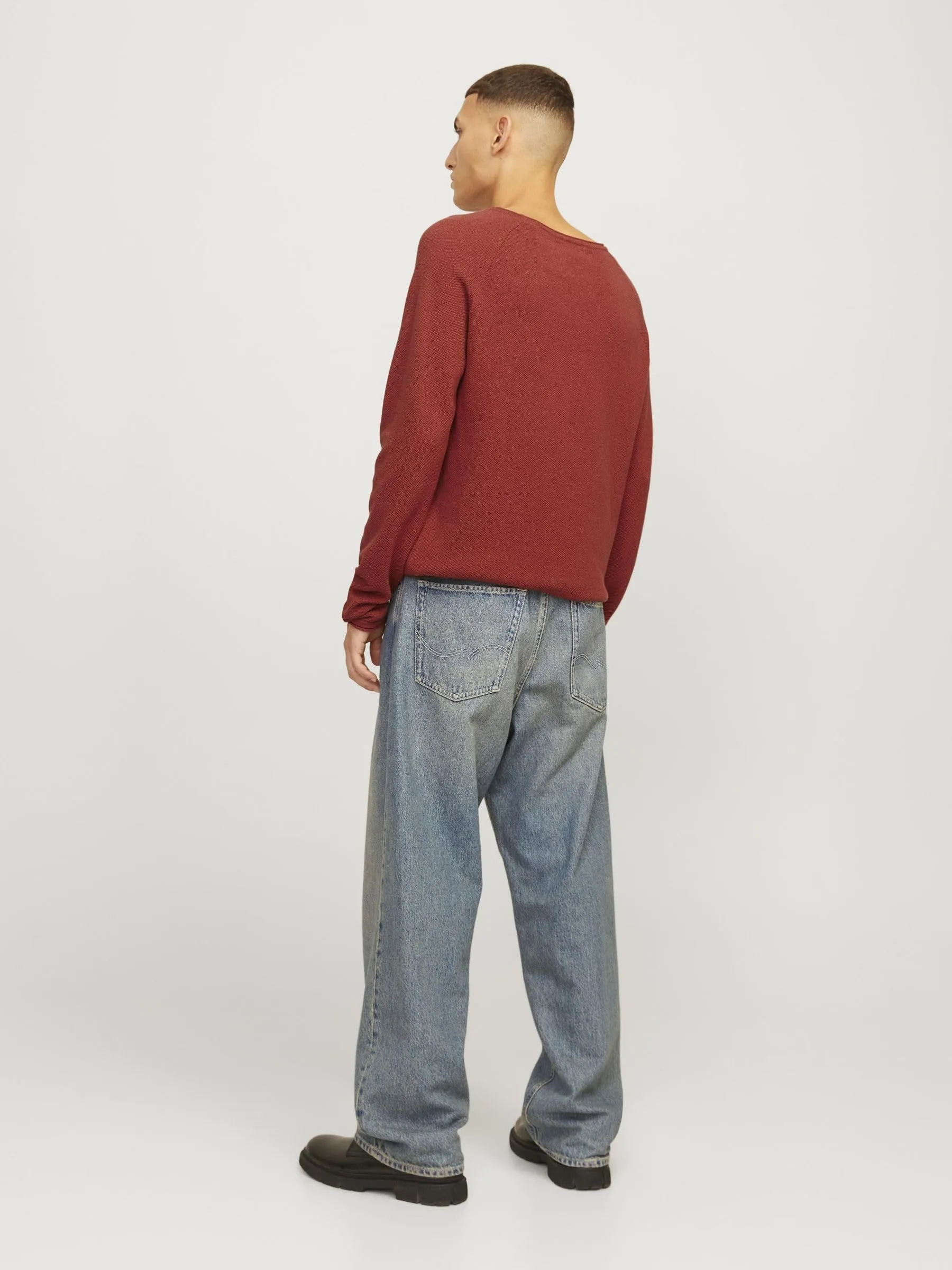 Jack & Jones JJEHILL Knit Crew Neck Noos Sweater, Red Ochre, XS - immagine 4
