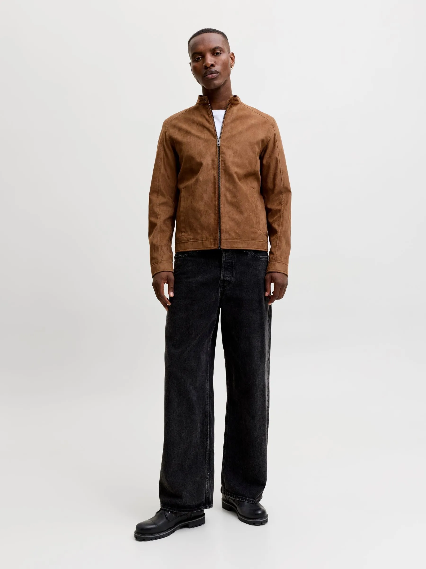 Jack & Jones Giacca in pelle scamosciata, Cognac, S - immagine 4