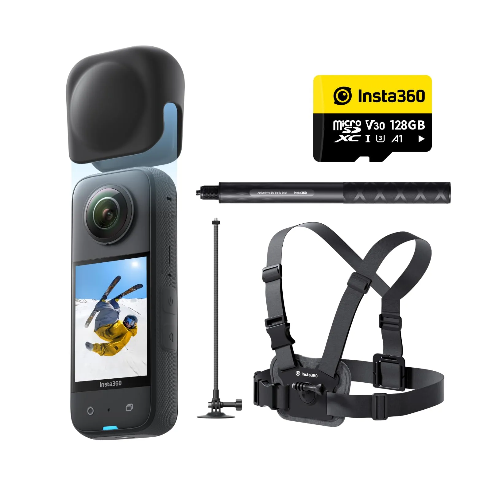 Insta360 X3 Kit Neve - Action Cam 360, sensore 1/2", foto 72MP, video 5.7K, touch screen 2,29" - immagine 1