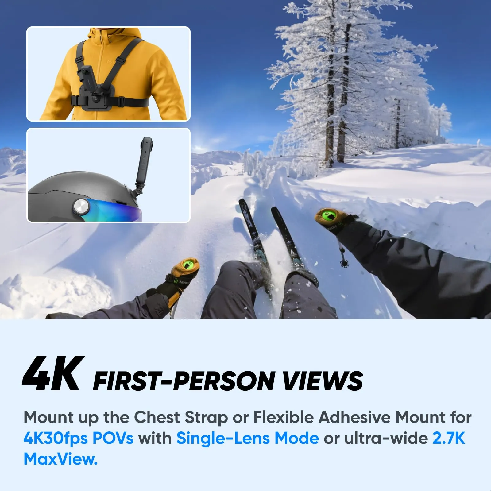 Insta360 X3 Kit Neve - Action Cam 360, sensore 1/2", foto 72MP, video 5.7K, touch screen 2,29" - immagine 6