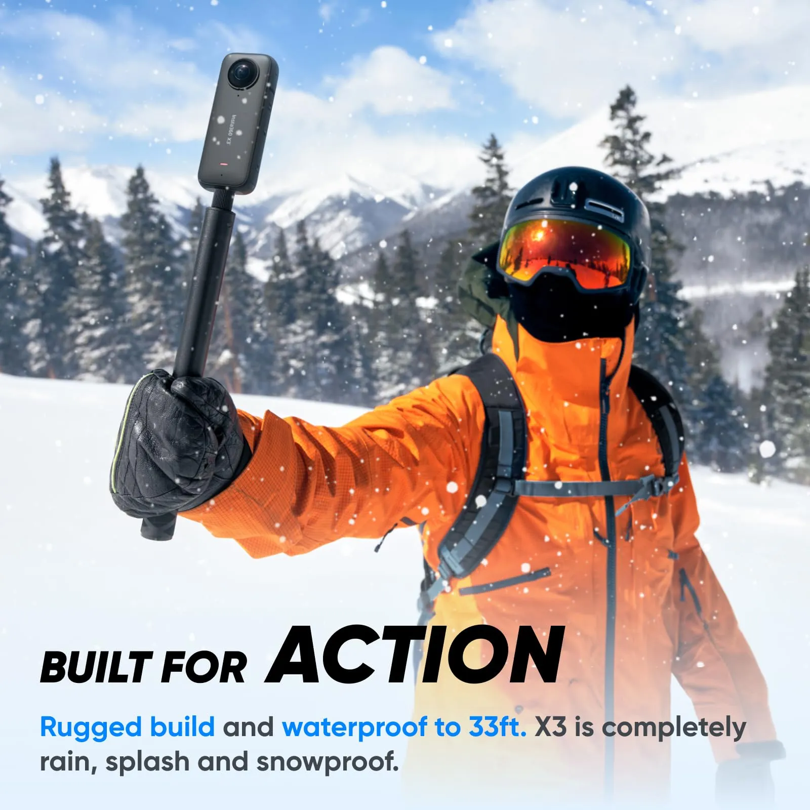 Insta360 X3 Kit Neve - Action Cam 360, sensore 1/2", foto 72MP, video 5.7K, touch screen 2,29" - immagine 9