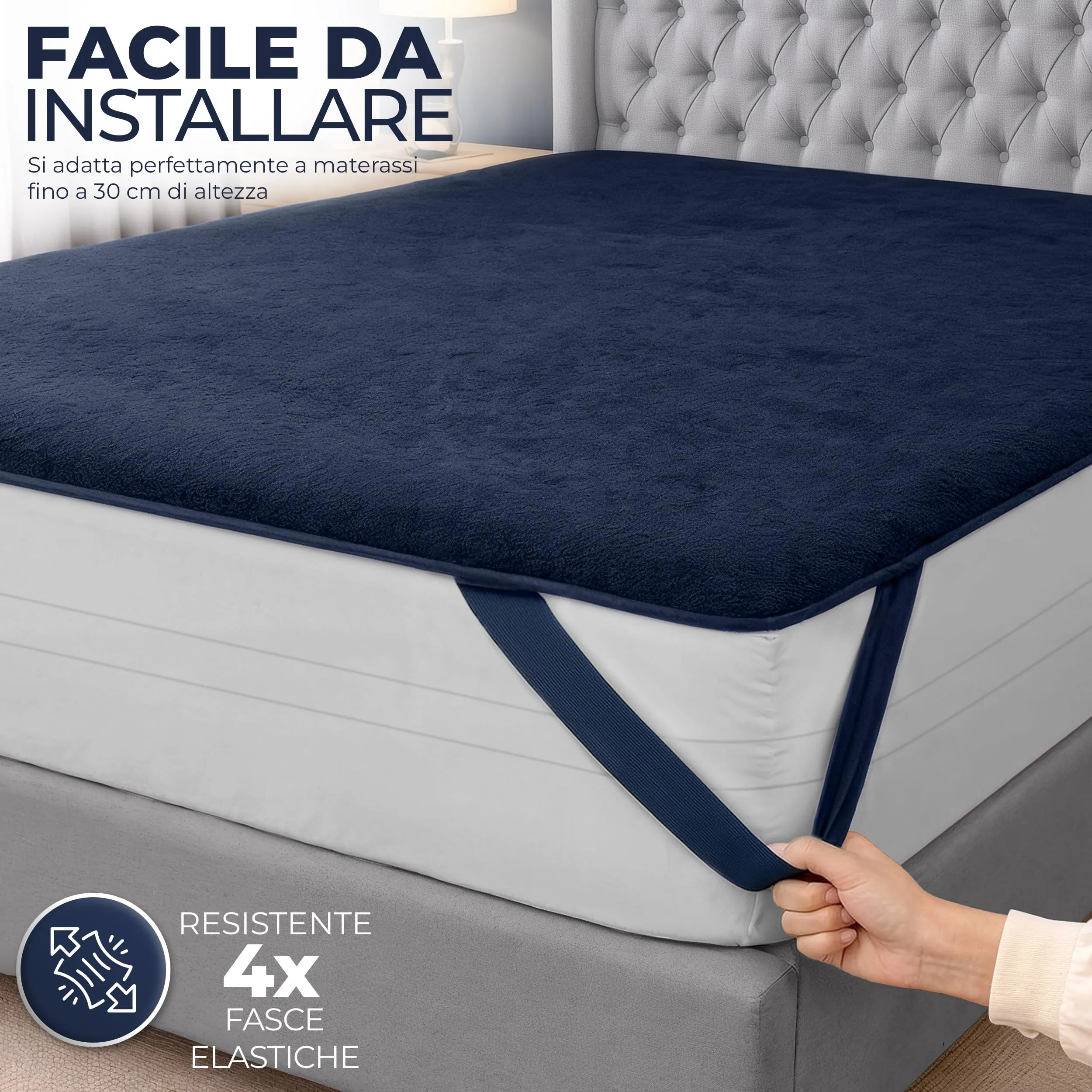 Utopia Bedding Coprimaterasso Impermeabile, 180x200 cm, Blu, Poliestere - immagine 3