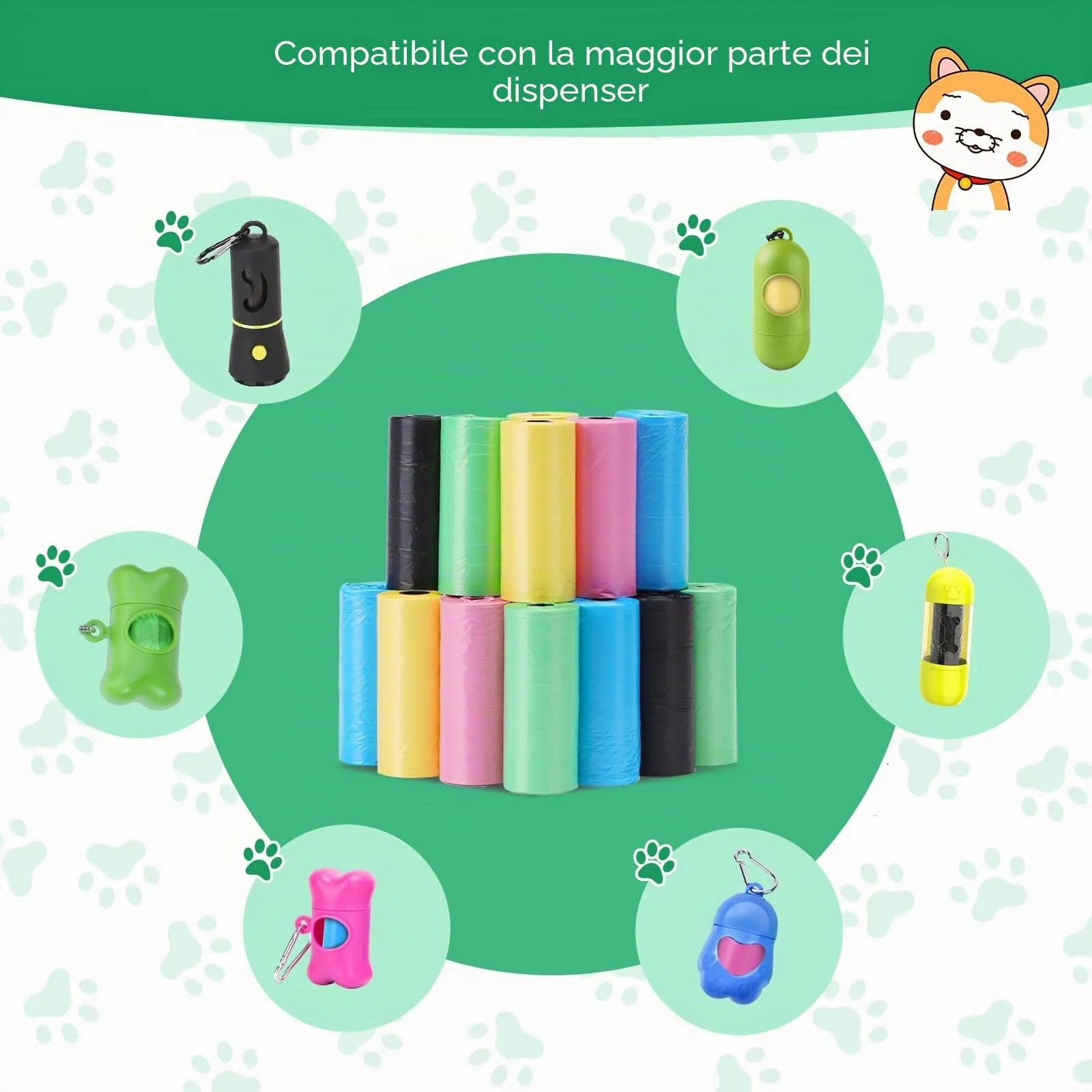 Nobleza Sacchetti Igienici per Cani, 1800 Pezzi, 120 Rotoli da 15 Sacchetti - immagine 6
