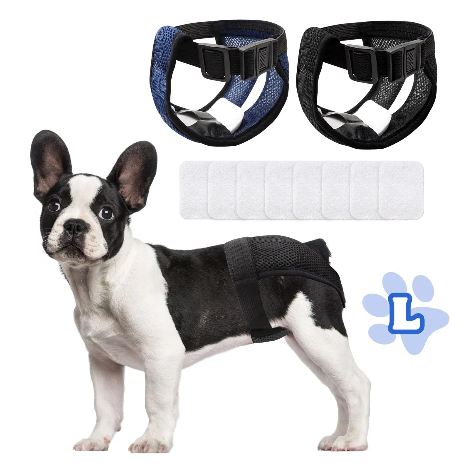 JUNUNDJING Pannolini per Cani Femmina, Mutande per Calore Riutilizzabili e Lavabili con 8 Assorbenti, L - immagine 1