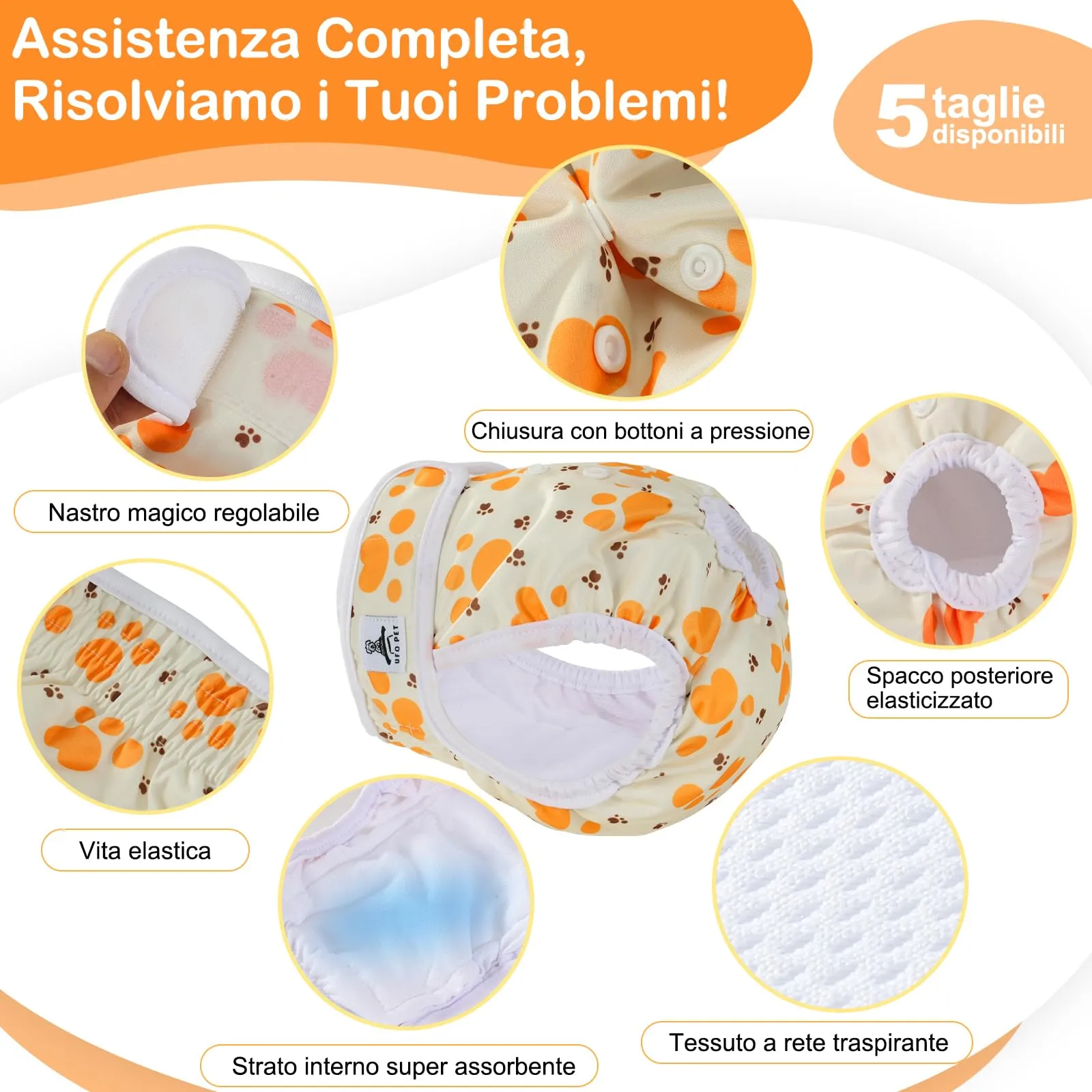 UFO PET Mutandine Lavabili per Cane Femmina, XS (3 Pezzi) - immagine 4