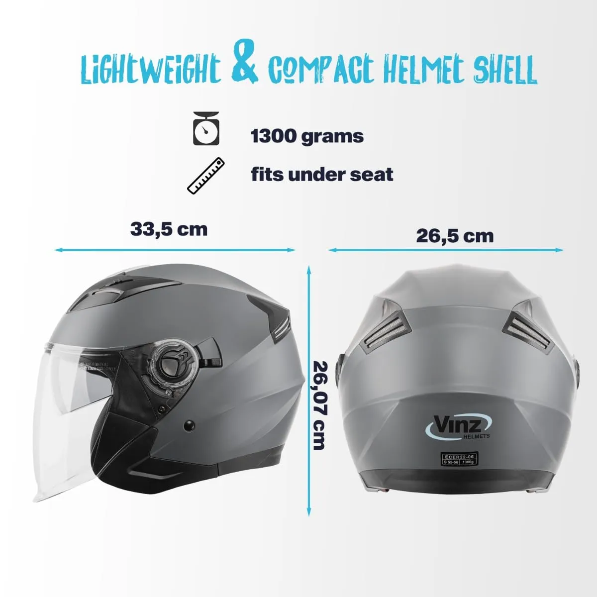 Vinz Calobra Casco Jet Doppia Visiera ECE 22.06 - Titanio - immagine 6