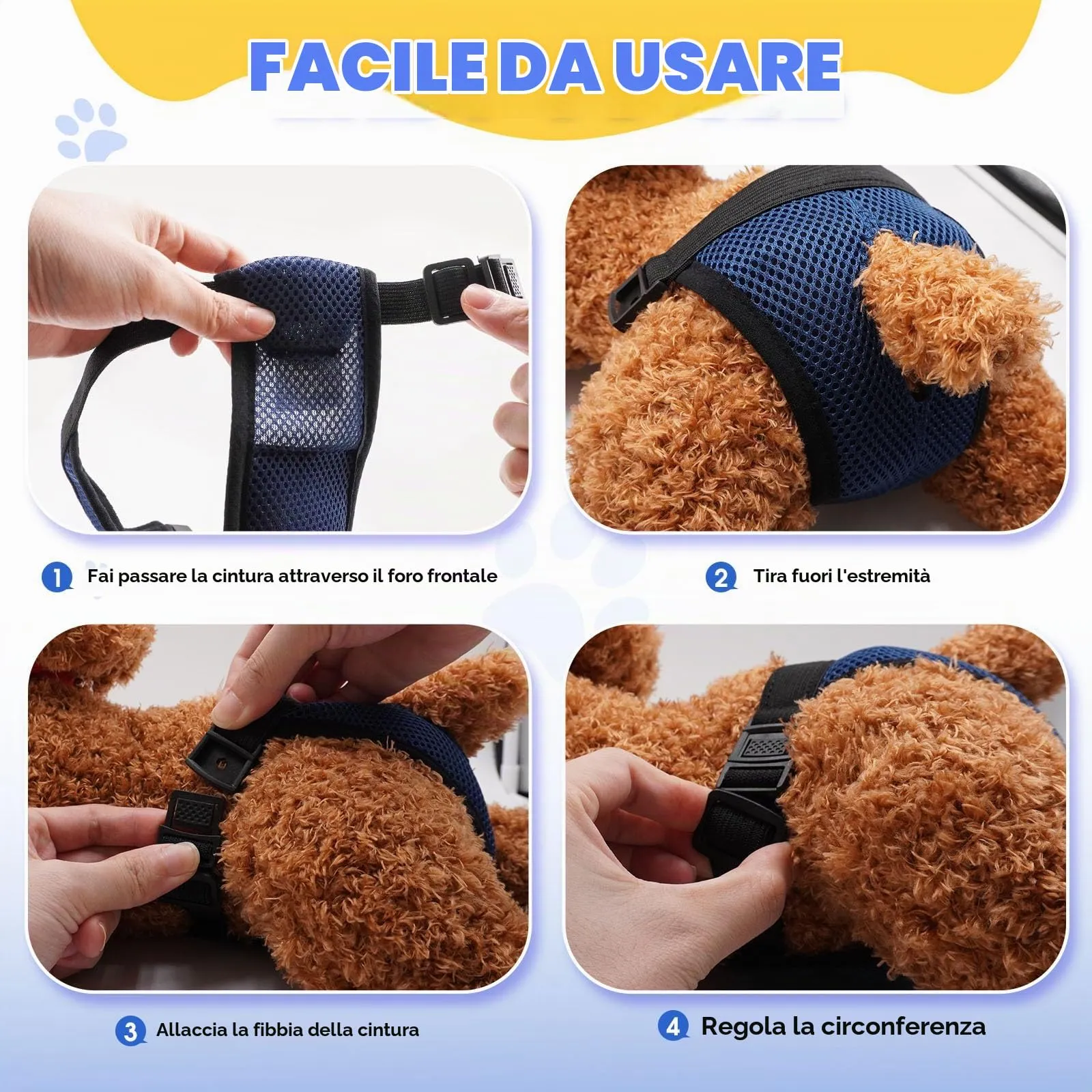 JUNUNDJING Pannolini Riutilizzabili per Cani Femmina, Mutande per Calore con 8 Assorbenti, Lavabili, S - immagine 4