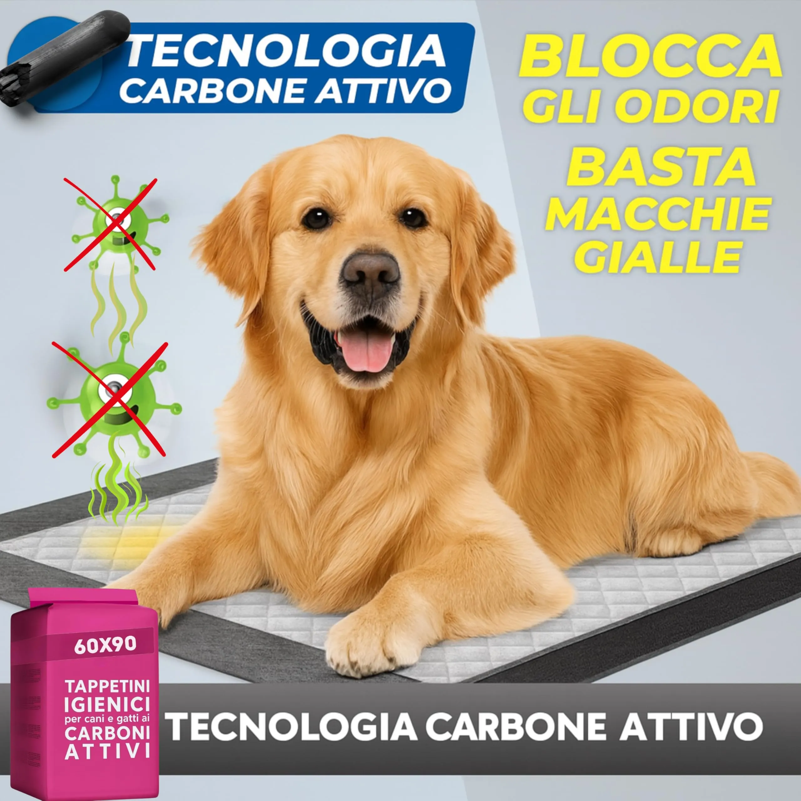 PetGnam Traversine Cani ai Carboni Attivi con Marcatore di Umidità 60x60 cm, 50 Pezzi - immagine 6