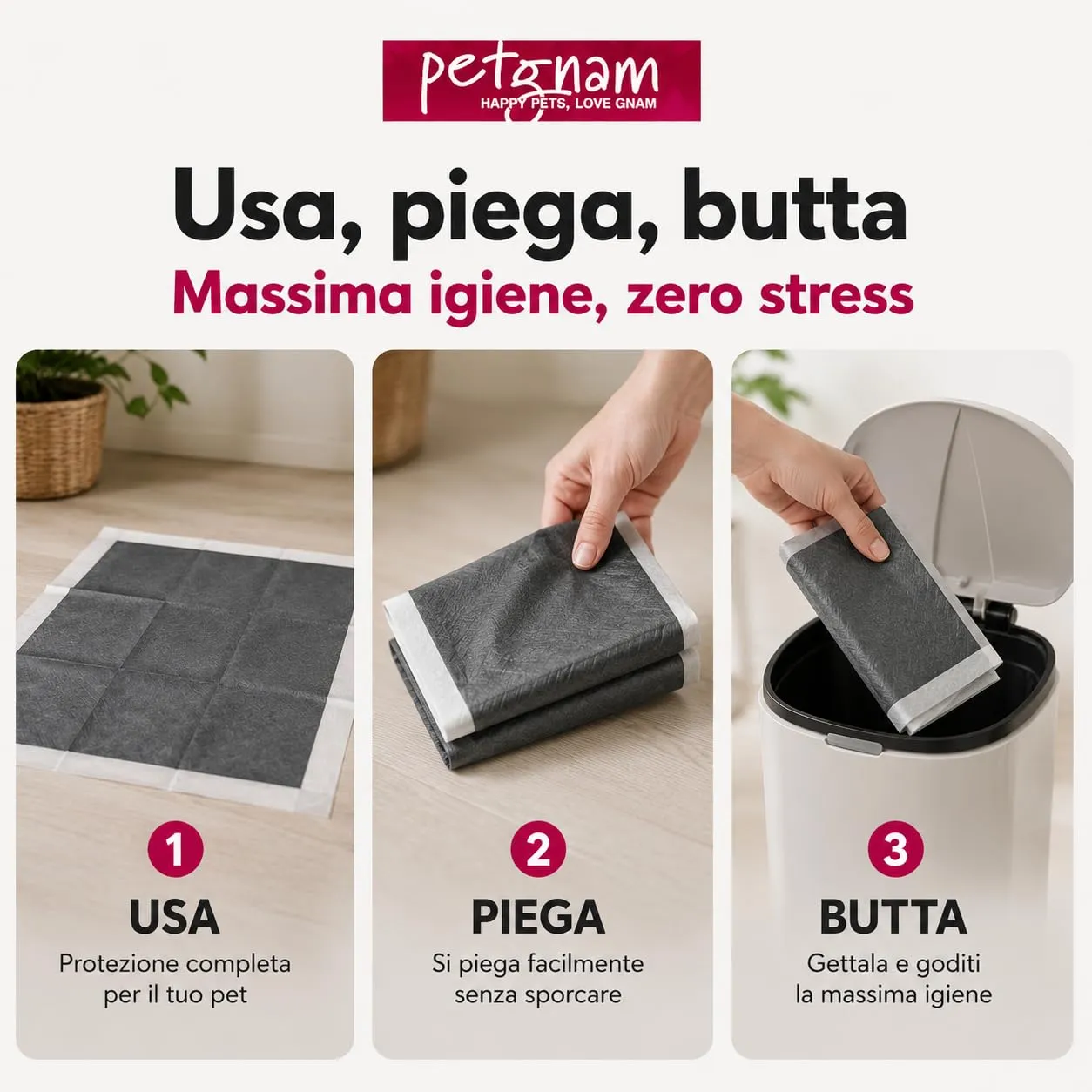 PetGnam Traversine Cani ai Carboni Attivi con Marcatore di Umidità 60x60 cm, 50 Pezzi - immagine 7
