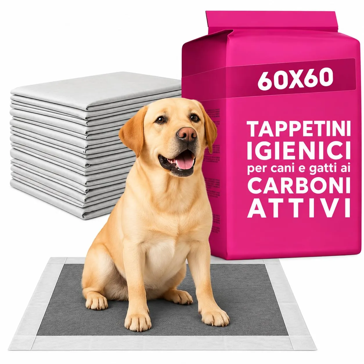 PetGnam Traversine per Cani ai Carboni Attivi con Marcatore di Umidità, 60x90 cm, 300 Pezzi - immagine 1