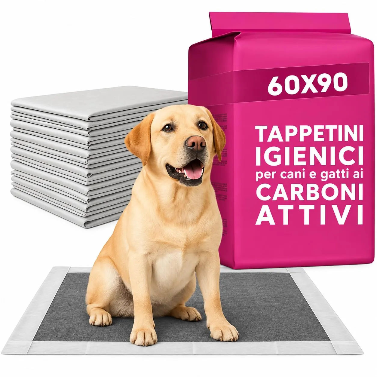 PetGnam Traversine Cani ai Carboni Attivi con Marcatore di Umidità, 60x90 cm, 300 Pezzi - immagine 1
