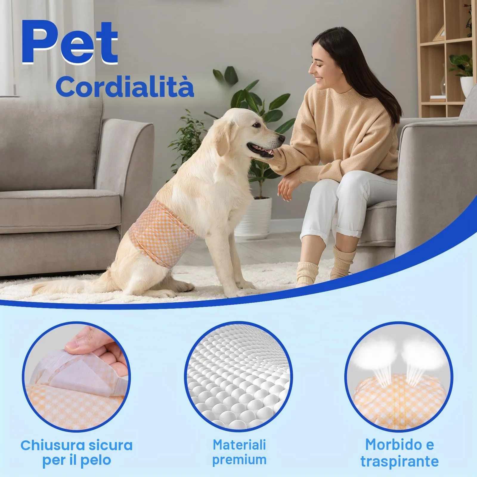MICOOYO Pannolini usa e getta per cani maschi con indicatore di umidità, XS, Confezione da 50 - immagine 6