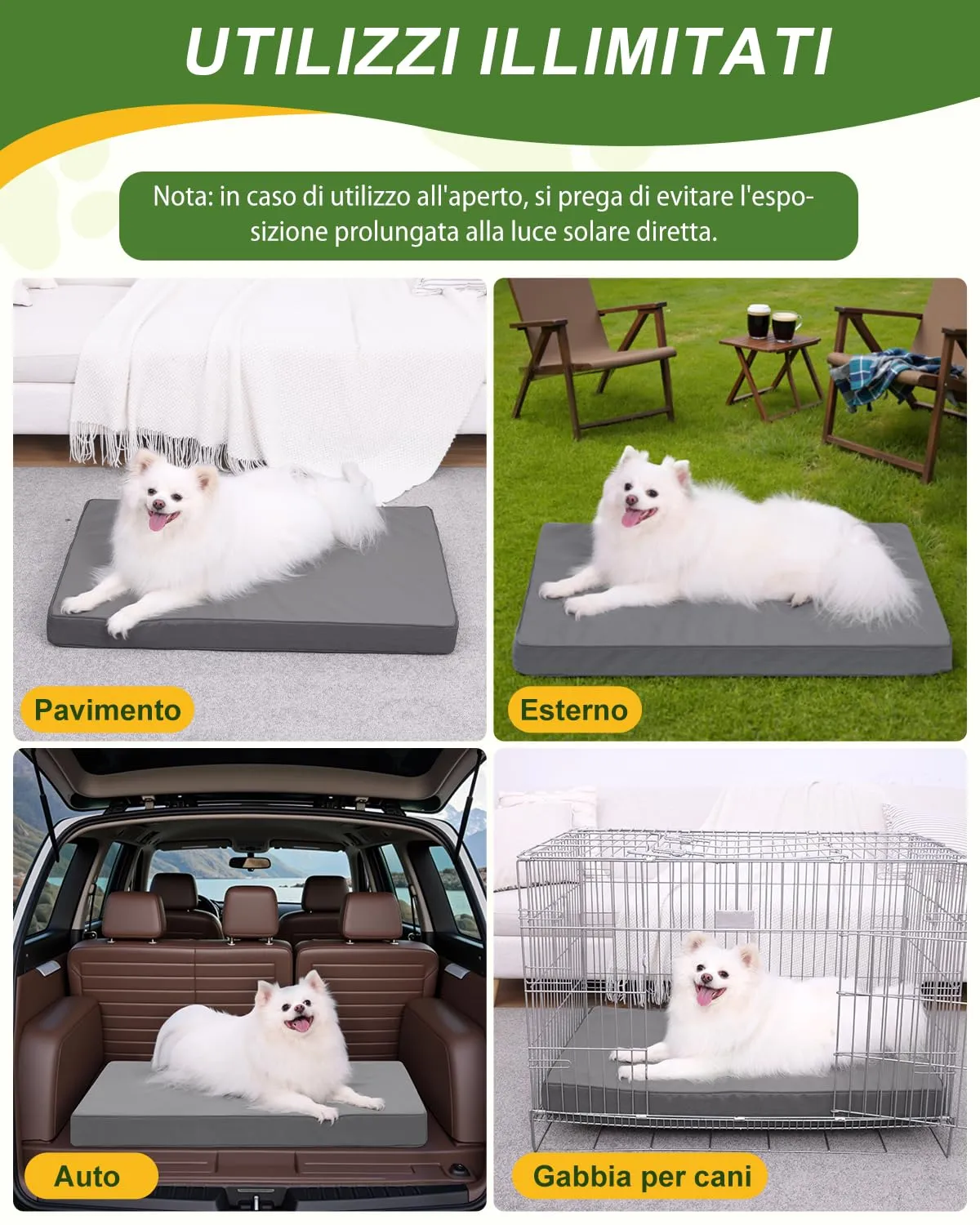 Favodormir Cuccia Cane Interno Ortopedica in Ecopelle Impermeabile, Grigio, 73 x 45 x 7 cm - immagine 6