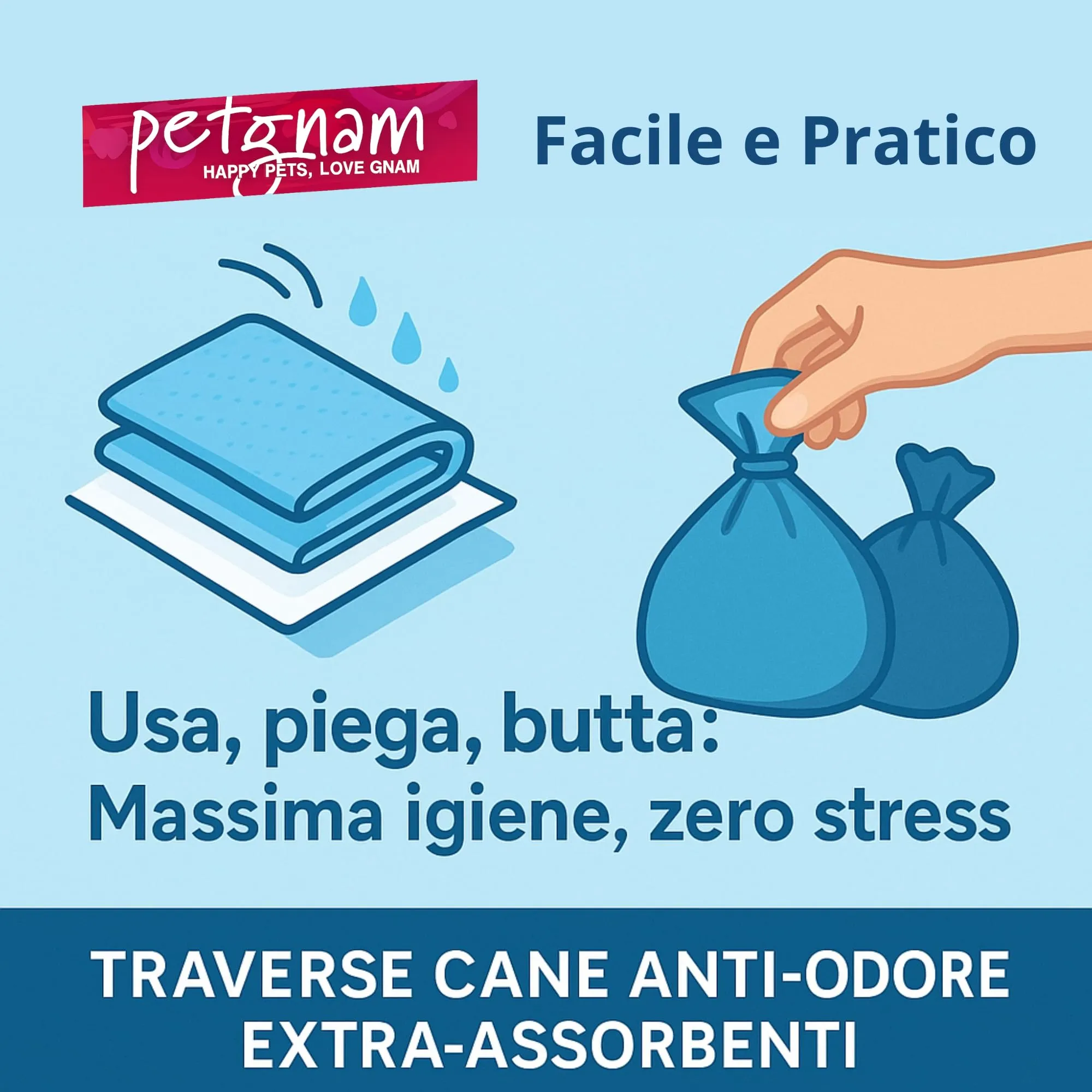petgnam Tappetini Igienici per Cani e Gatti, 60x60, 400 Pezzi, Super Assorbenti e Antiscivolo - immagine 6