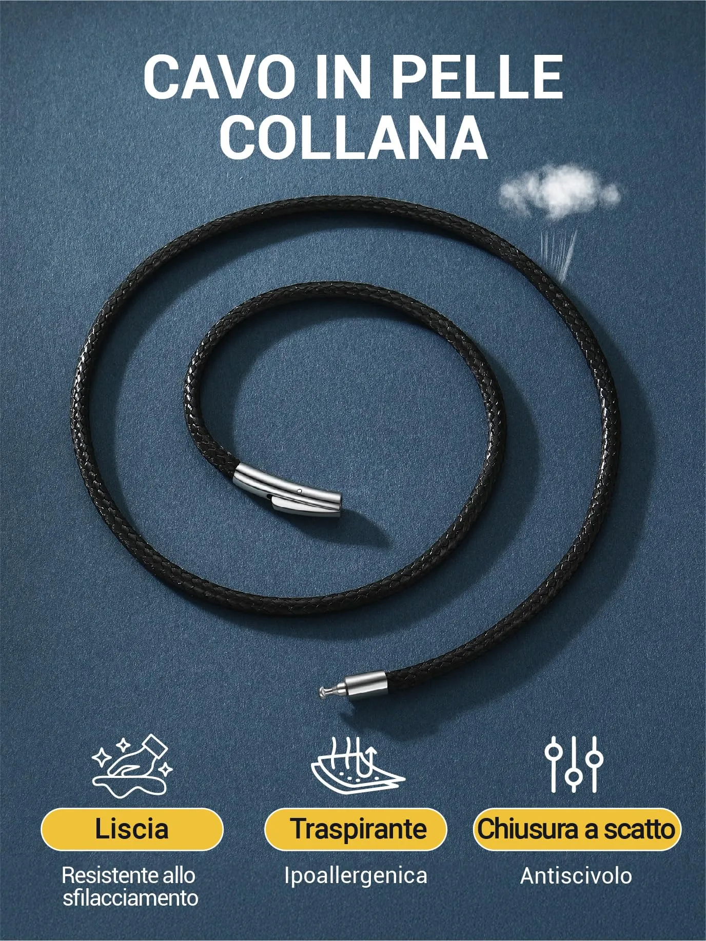 PROSTEEL Cordino per Collane in Pelle Sintetica Impermeabile 3mm 61cm - immagine 6