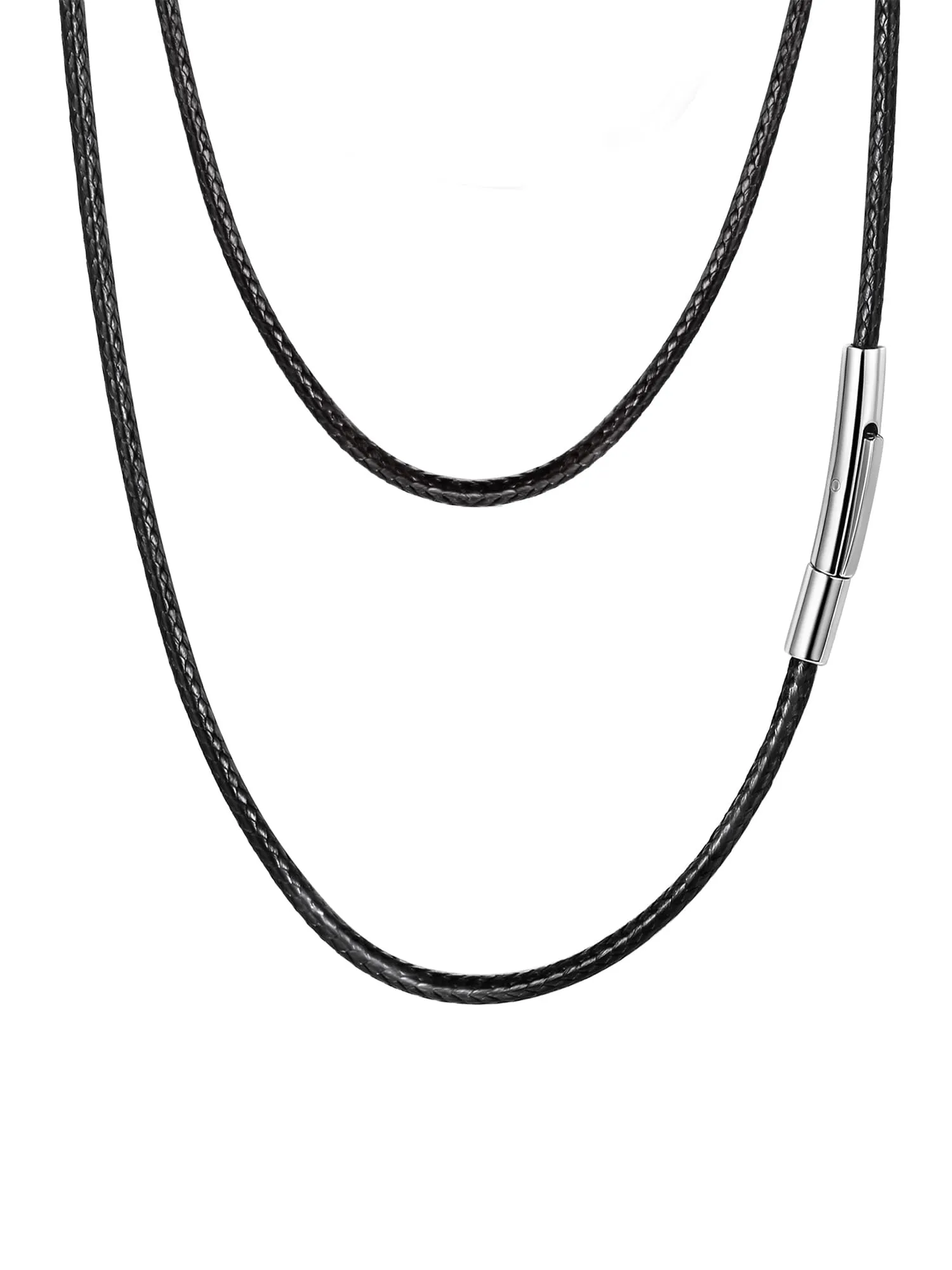 PROSTEEL Collana in Cera Nera Impermeabile, Acciaio Inox, 2 mm, 61 cm - immagine 1