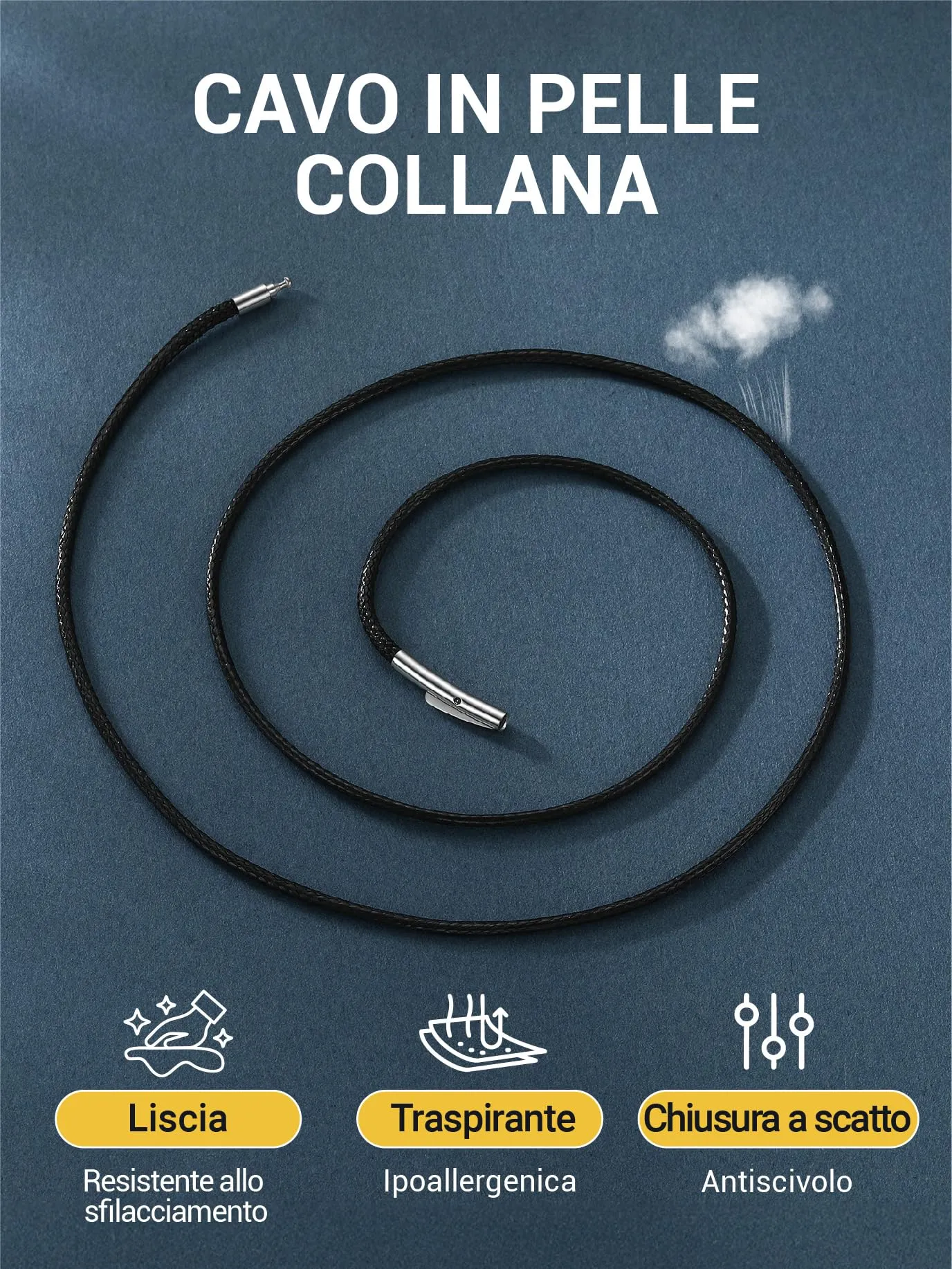 PROSTEEL Cordino per Collane in Pelle Sintetica 2mm 76cm Impermeabile - immagine 7